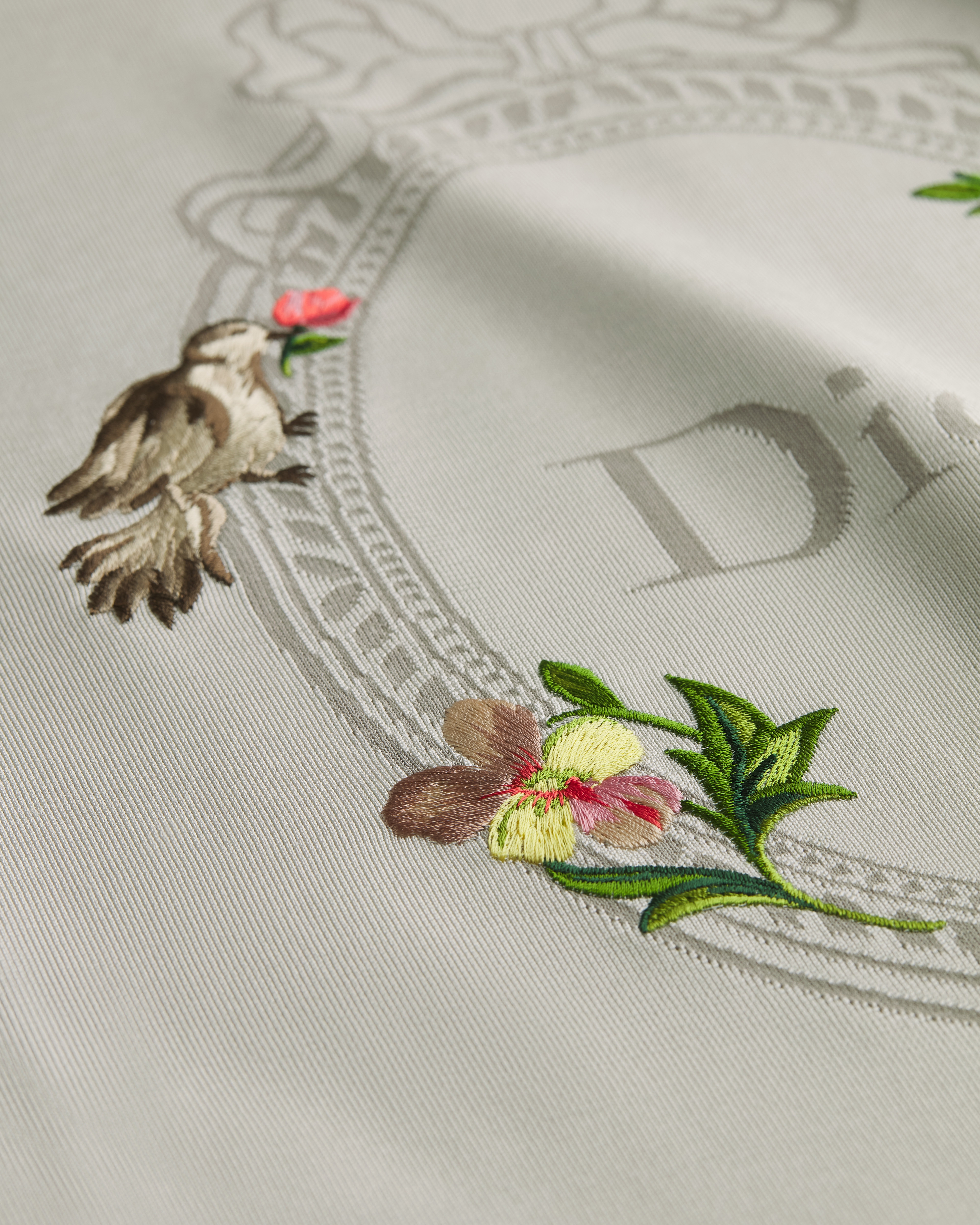 Dioramour 针织衫 灰色桑蚕丝混纺针织面料多色 Doves & Roses 图案 E09