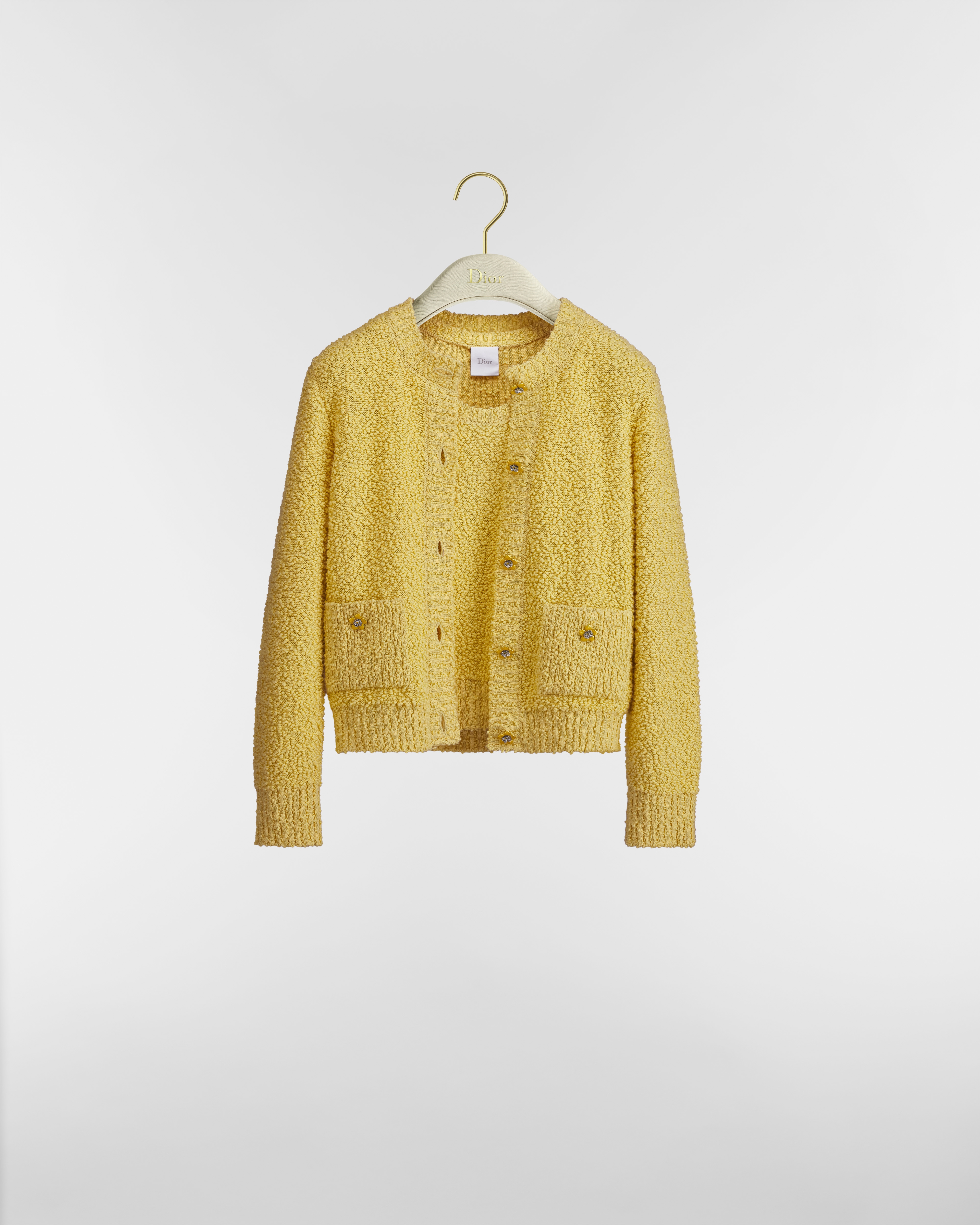 两件套 毛茛黄棉质混纺毛圈花式线针织面料 E01