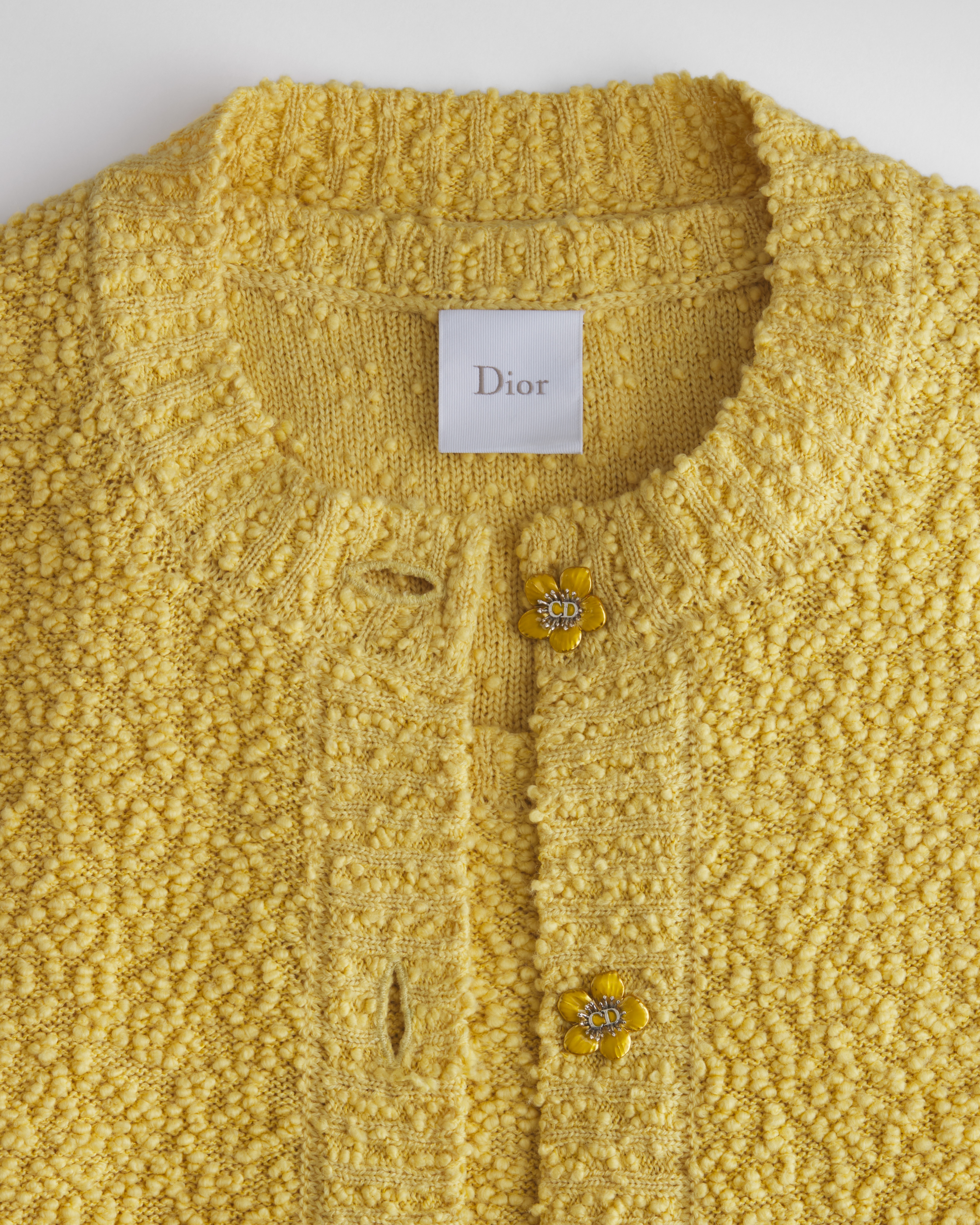 两件套 毛茛黄棉质混纺毛圈花式线针织面料 E10