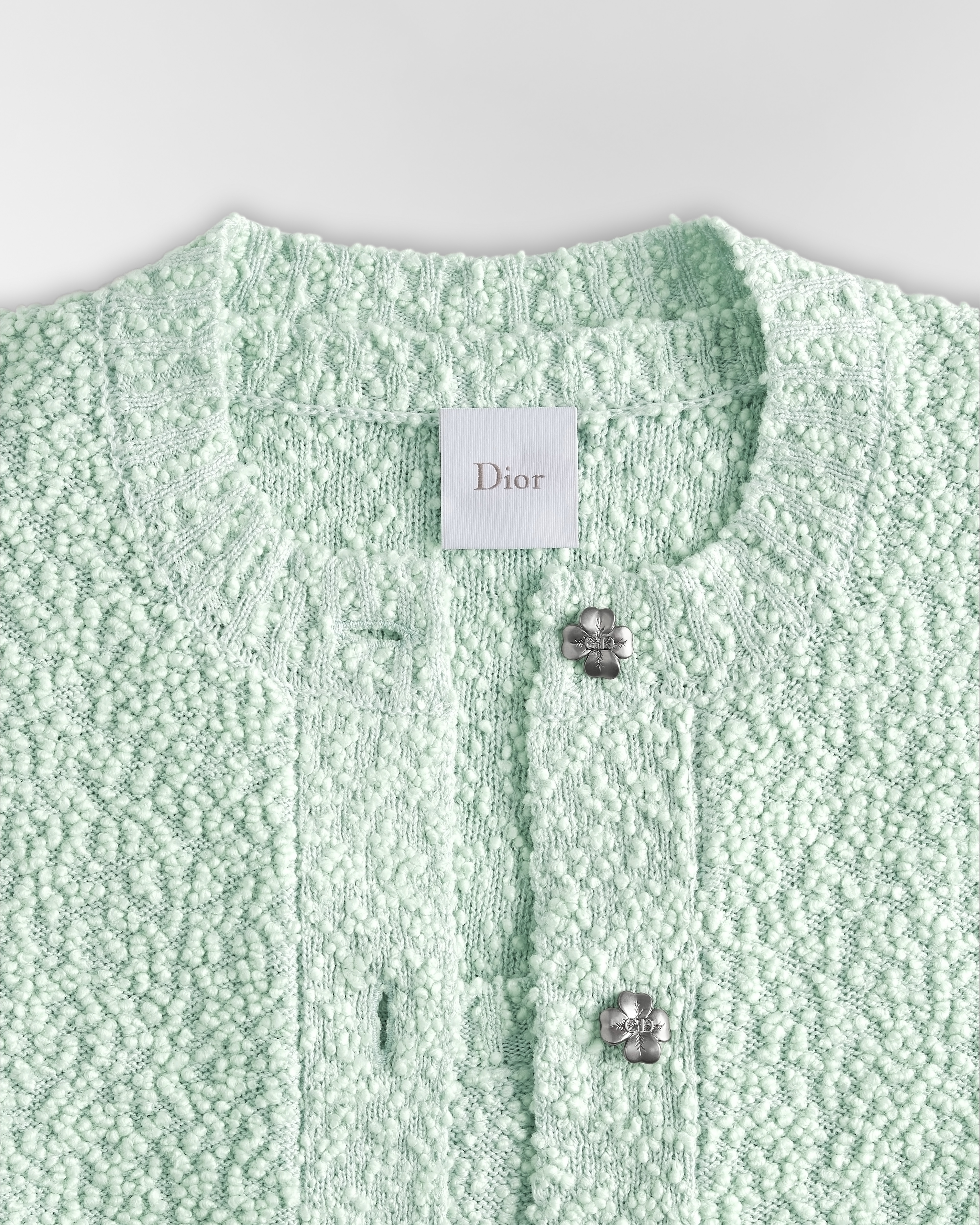 两件套 绿色棉质混纺毛圈花式线针织面料 E10