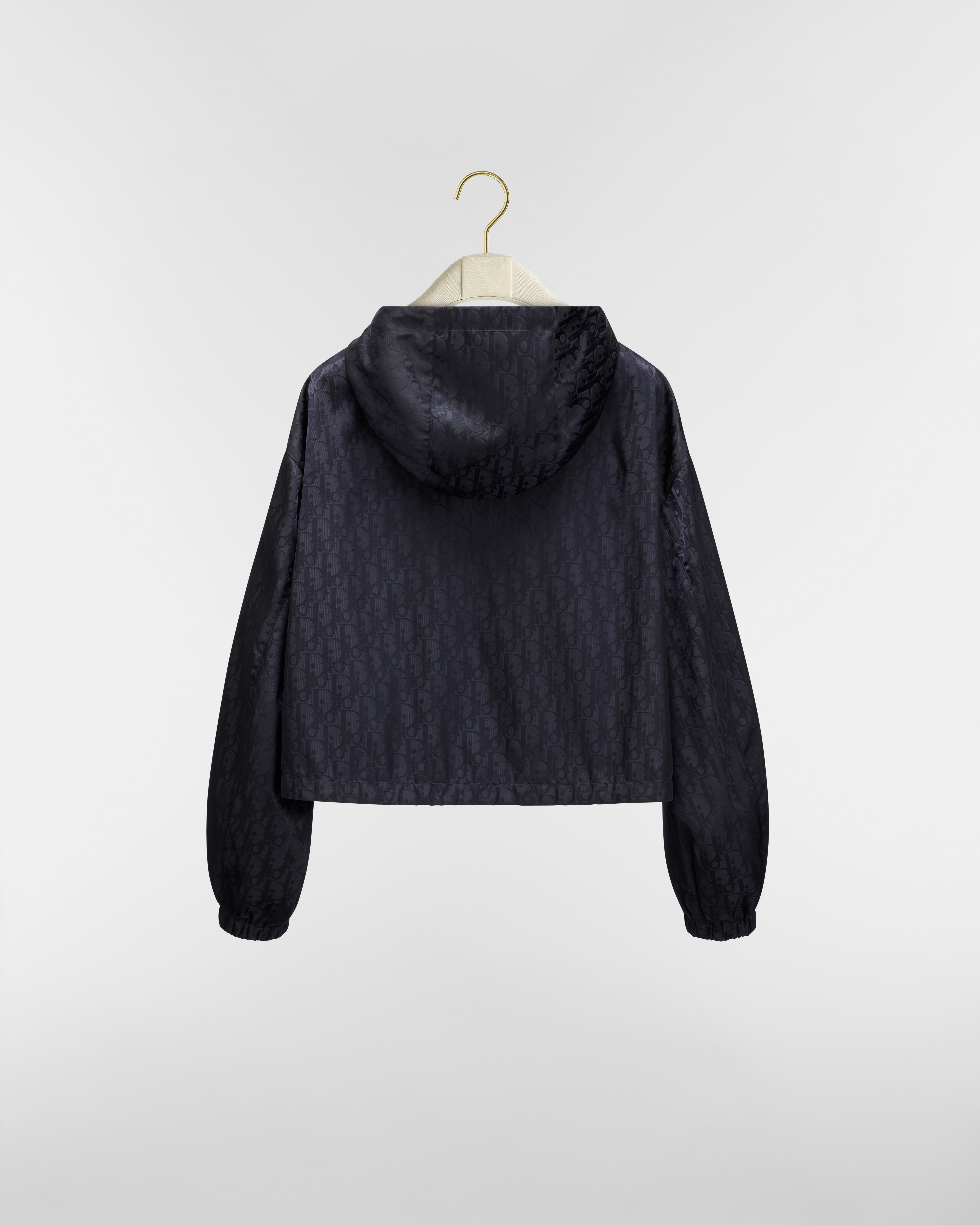 拉链短款夹克 海军蓝色塔夫绸科技面料 Oblique 印花 E08