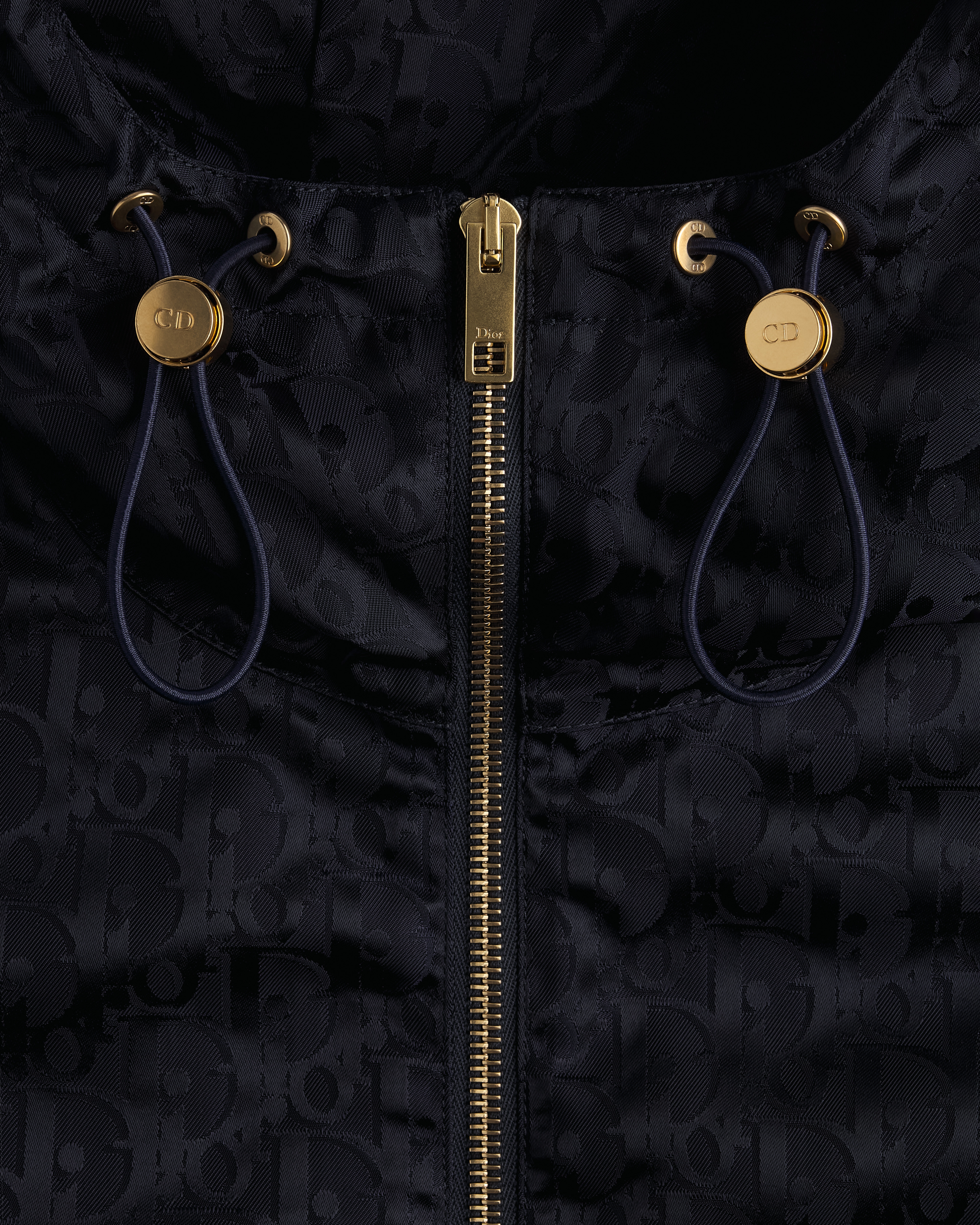 拉链夹克 海军蓝色塔夫绸科技面料 Oblique 印花 E10