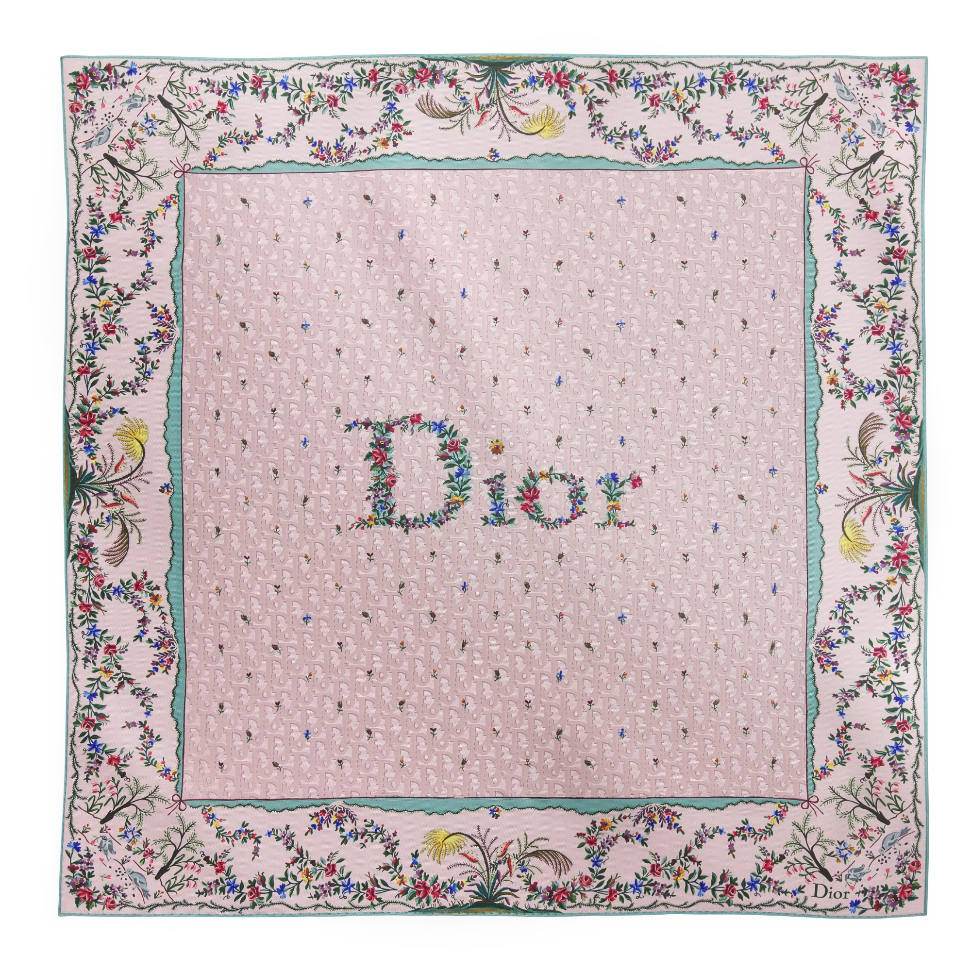  90 厘米粉色桑蚕丝斜纹面料多色 Revolution Flowers 图案