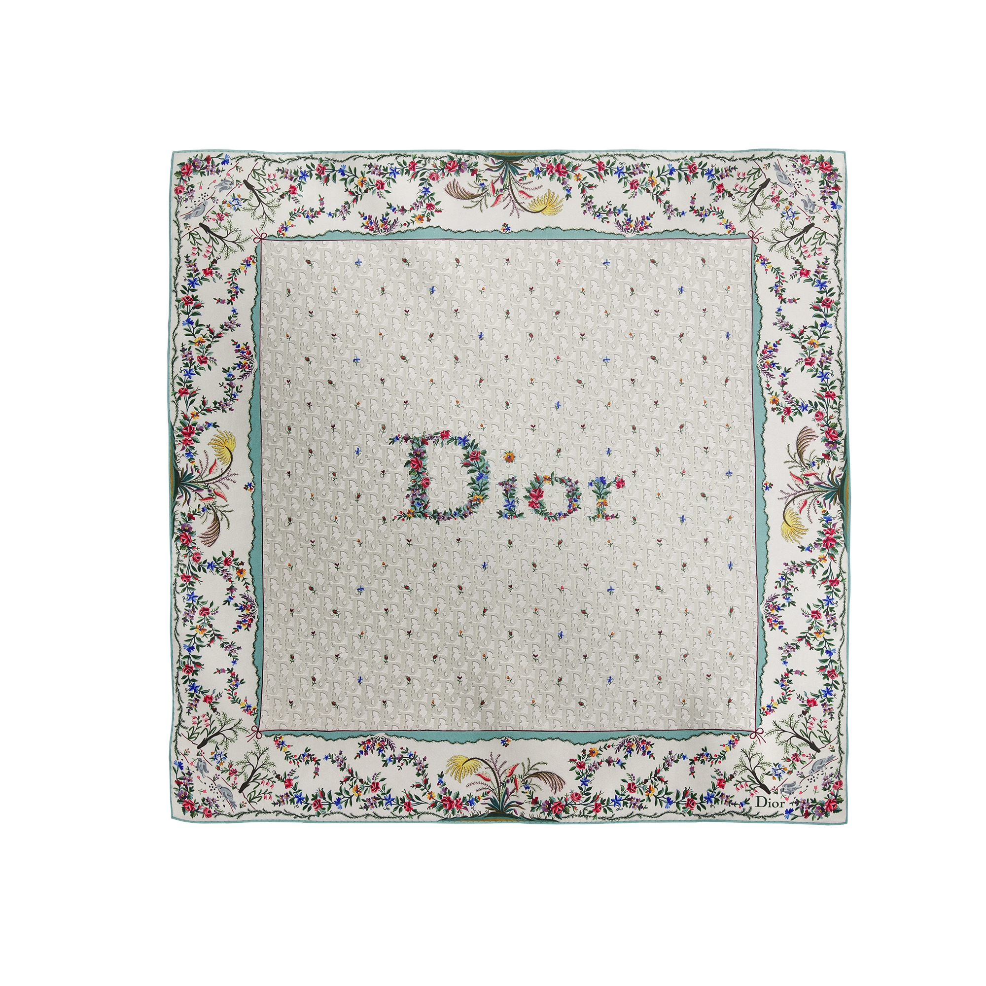  90 厘米白色桑蚕丝斜纹面料多色 Revolution Flowers 图案