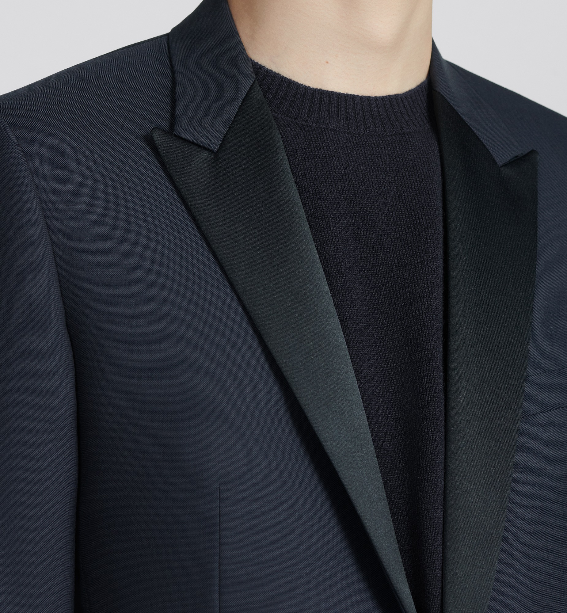 经典礼服 海军蓝色绵羊毛呢绒面料 E14