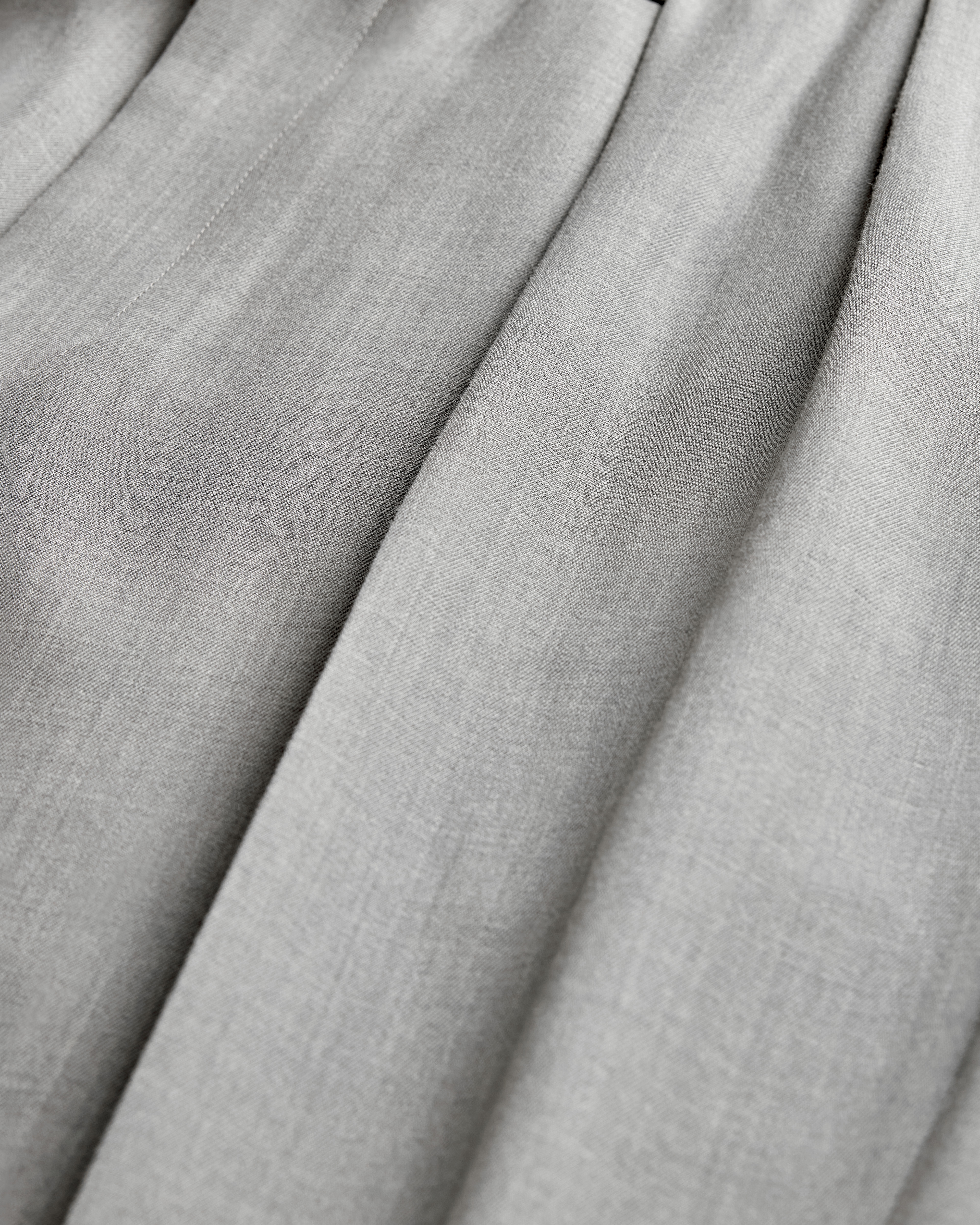 卷边褶裥裤 灰色绵羊毛混纺斜纹面料 E09