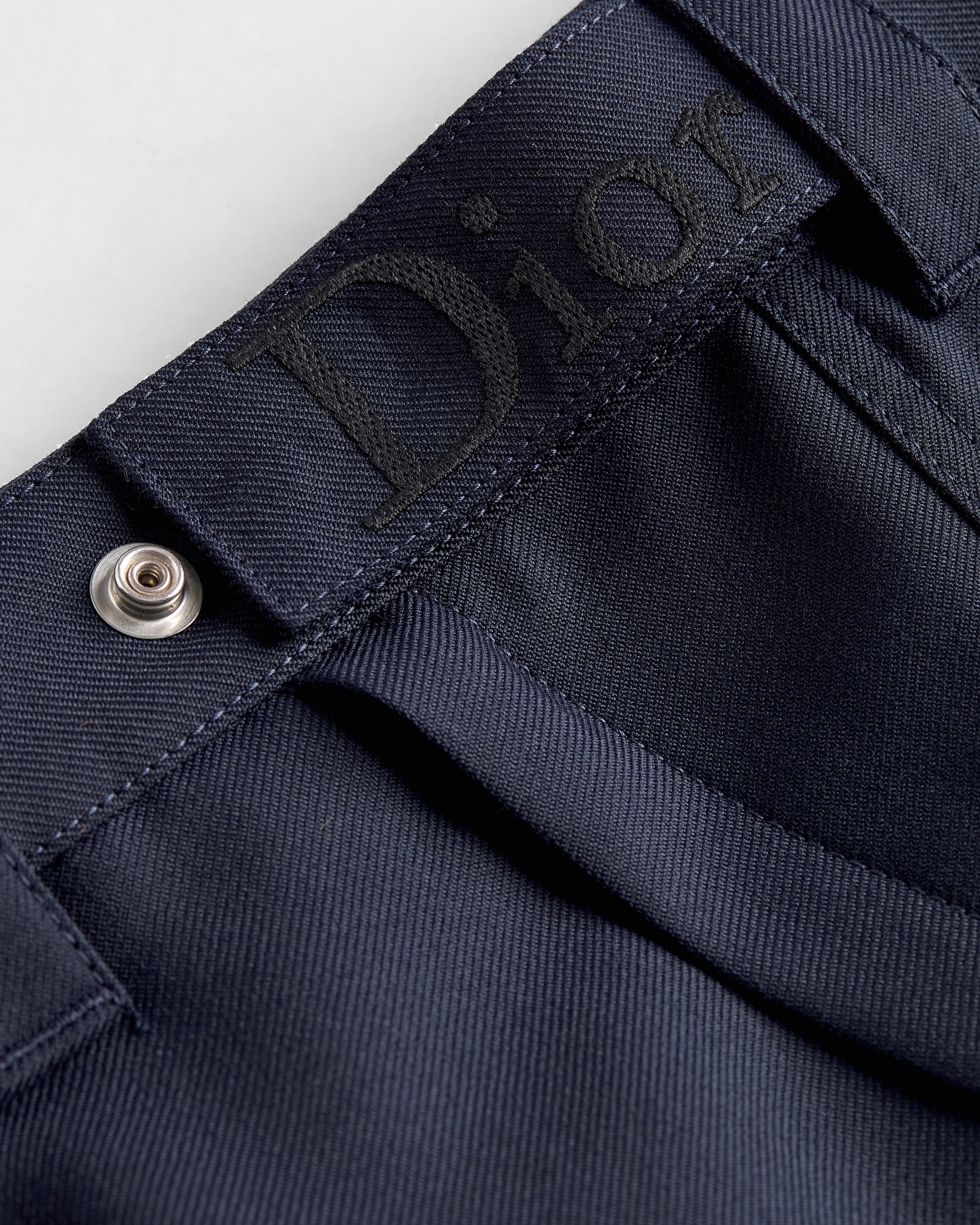 工装裤 蓝色绵羊毛混纺面料 Dior 刺绣 E10