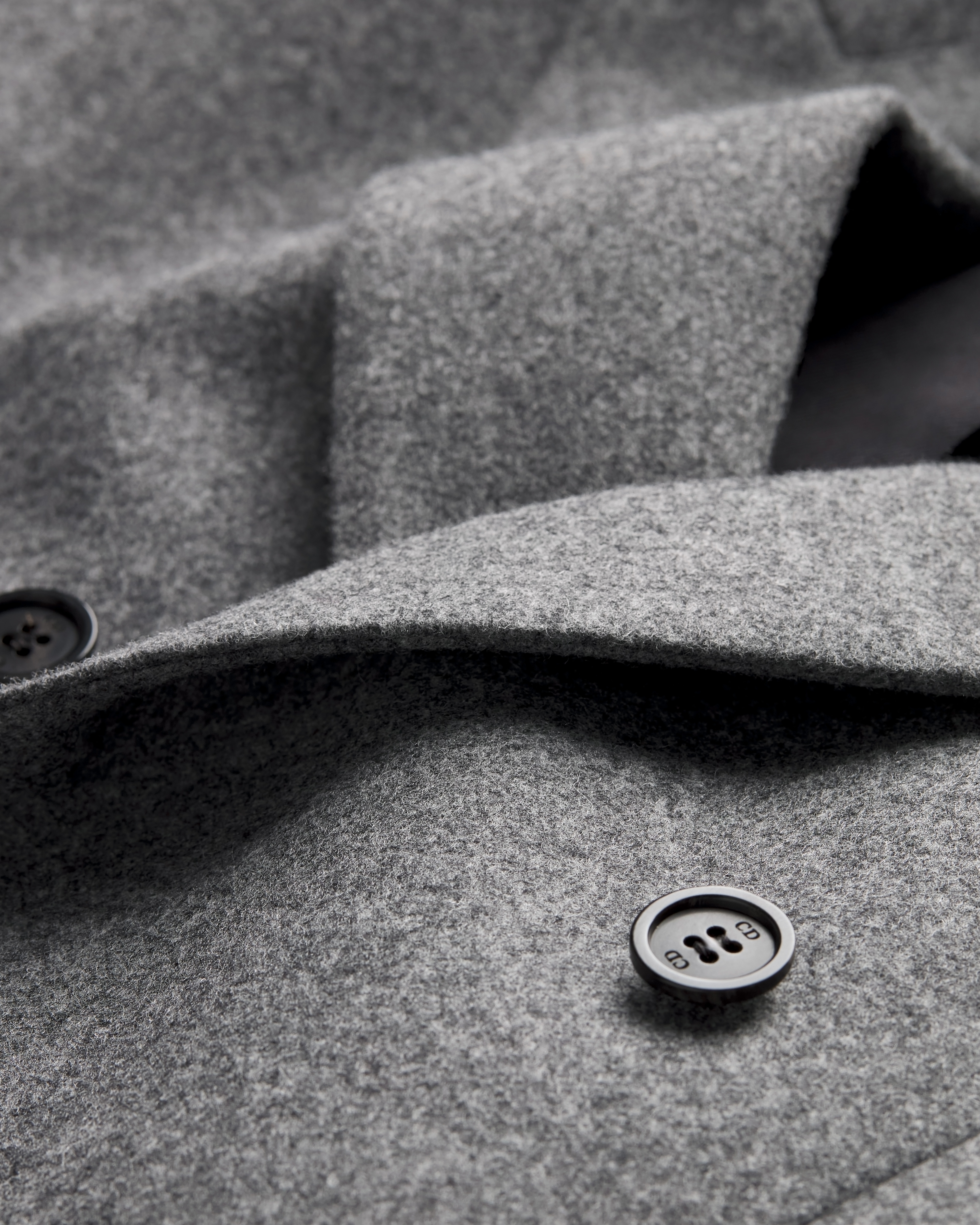 双排扣单西 煤灰色绵羊毛法兰绒面料 E09