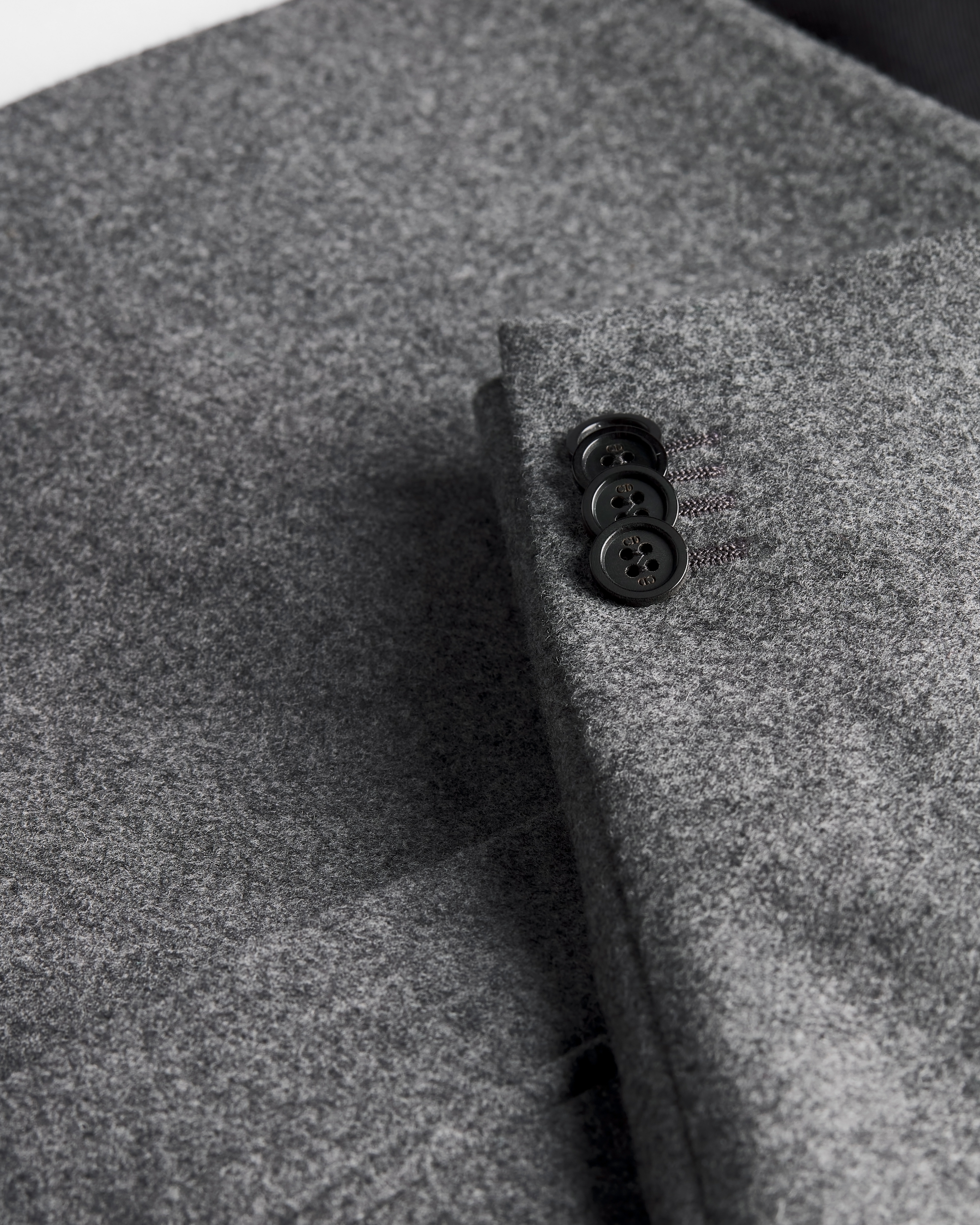 双排扣单西 煤灰色绵羊毛法兰绒面料 E10