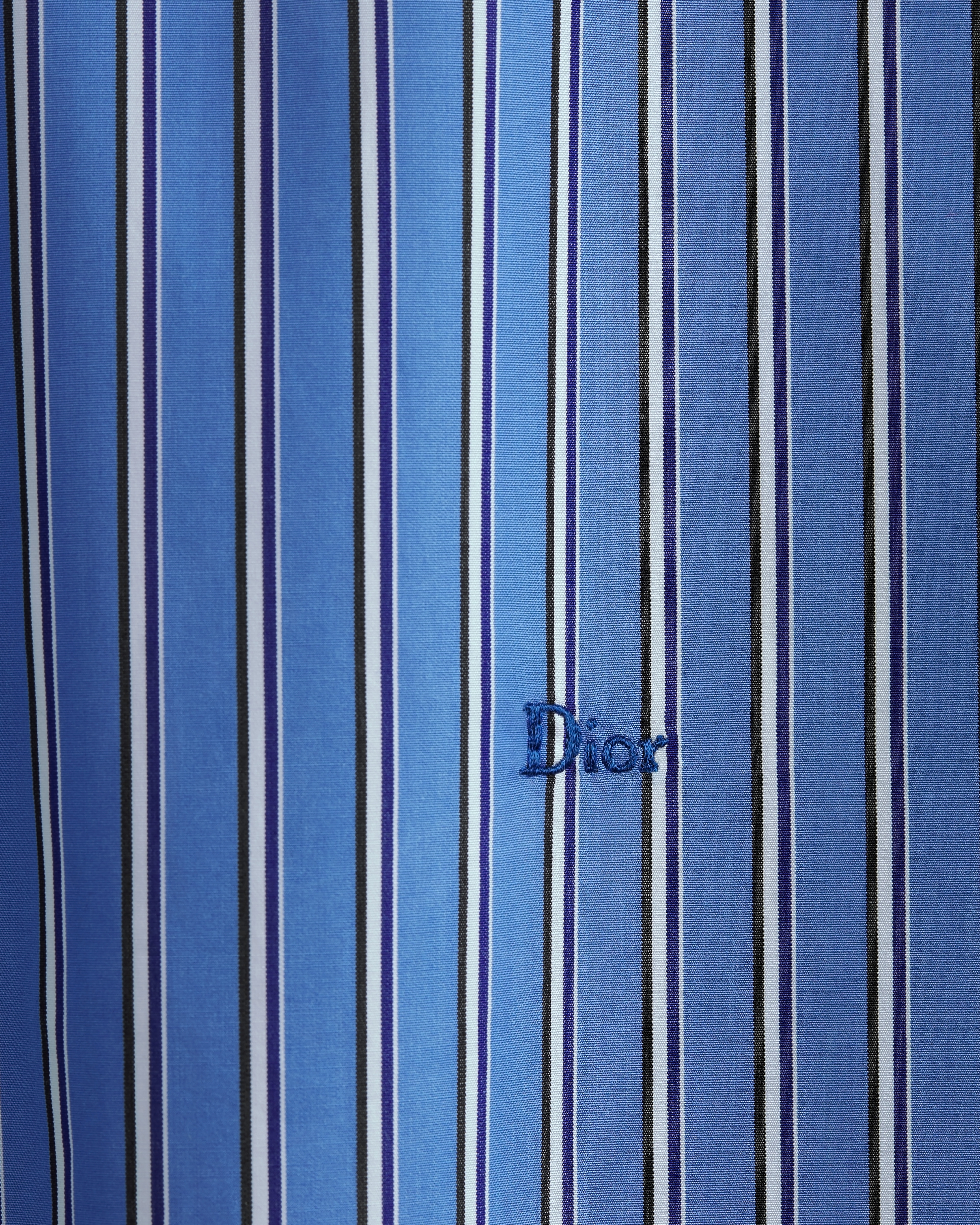 衬衫 蓝色条纹棉质府绸面料 Dior 刺绣 E10