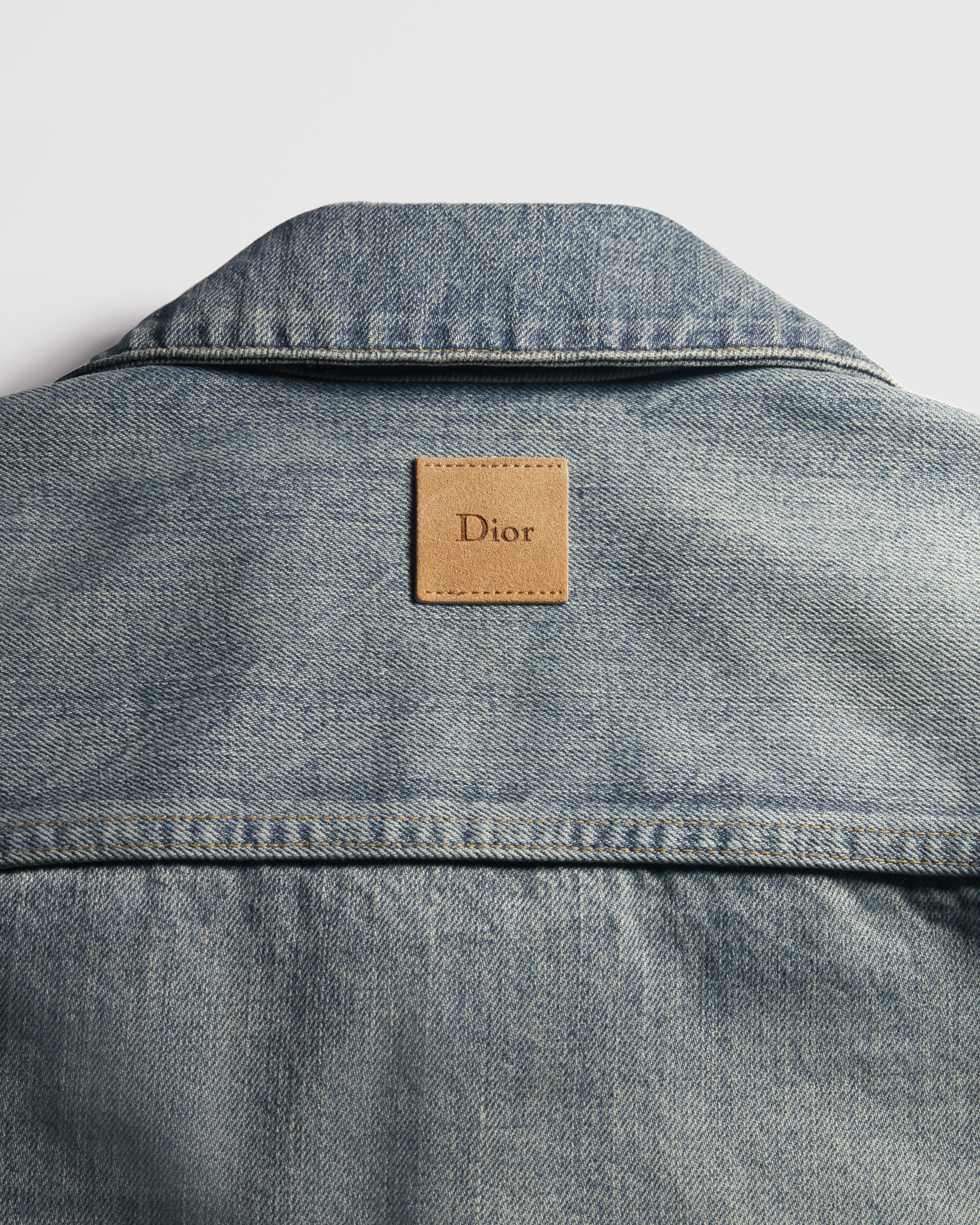 外套衬衫 蓝色棉质斜纹面料拼饰效果 E10