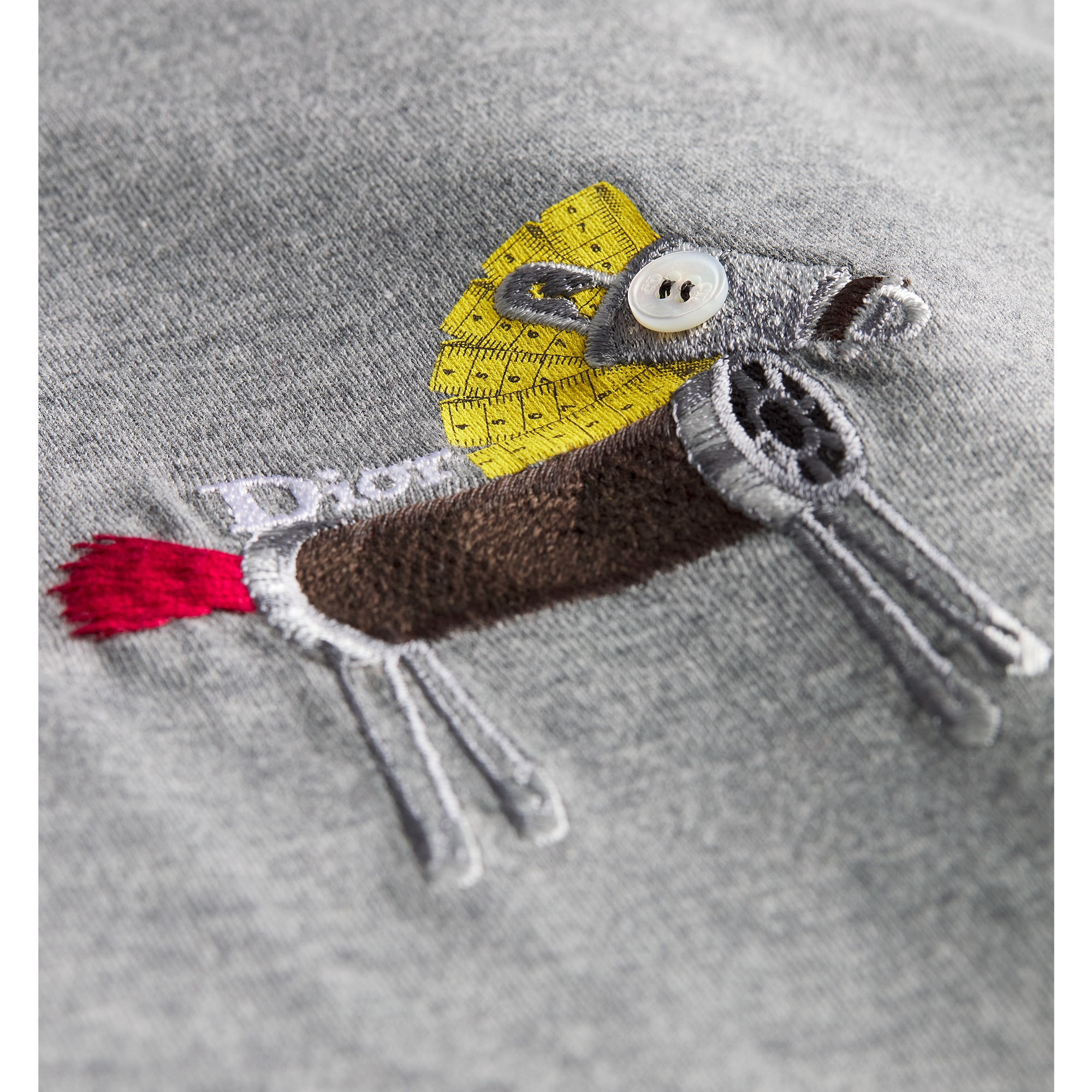 宽松版型 T 恤 灰色棉质平纹针织面料小马刺绣 E10