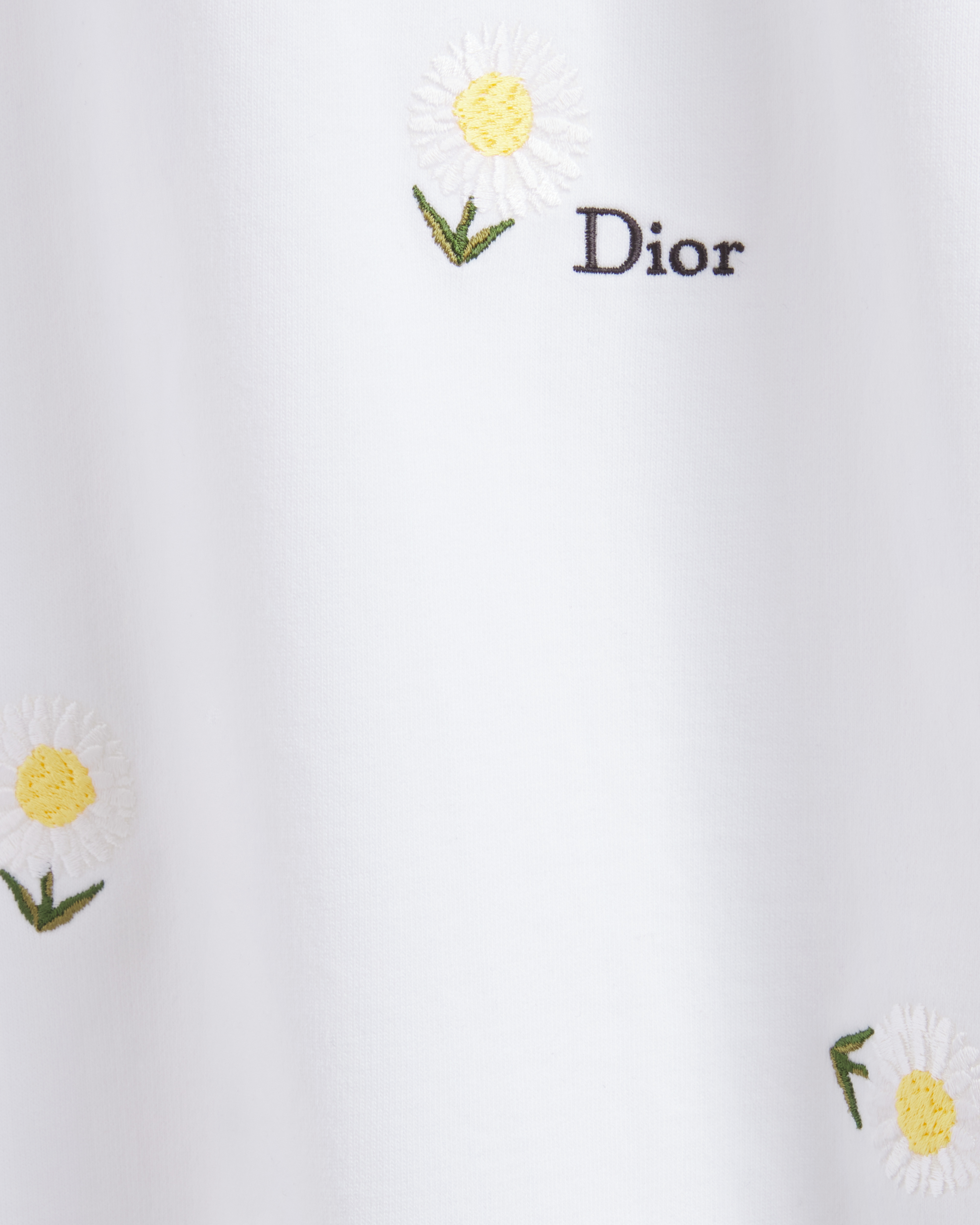 宽松版型 T 恤 白色棉质平纹针织面料雏菊刺绣 E10