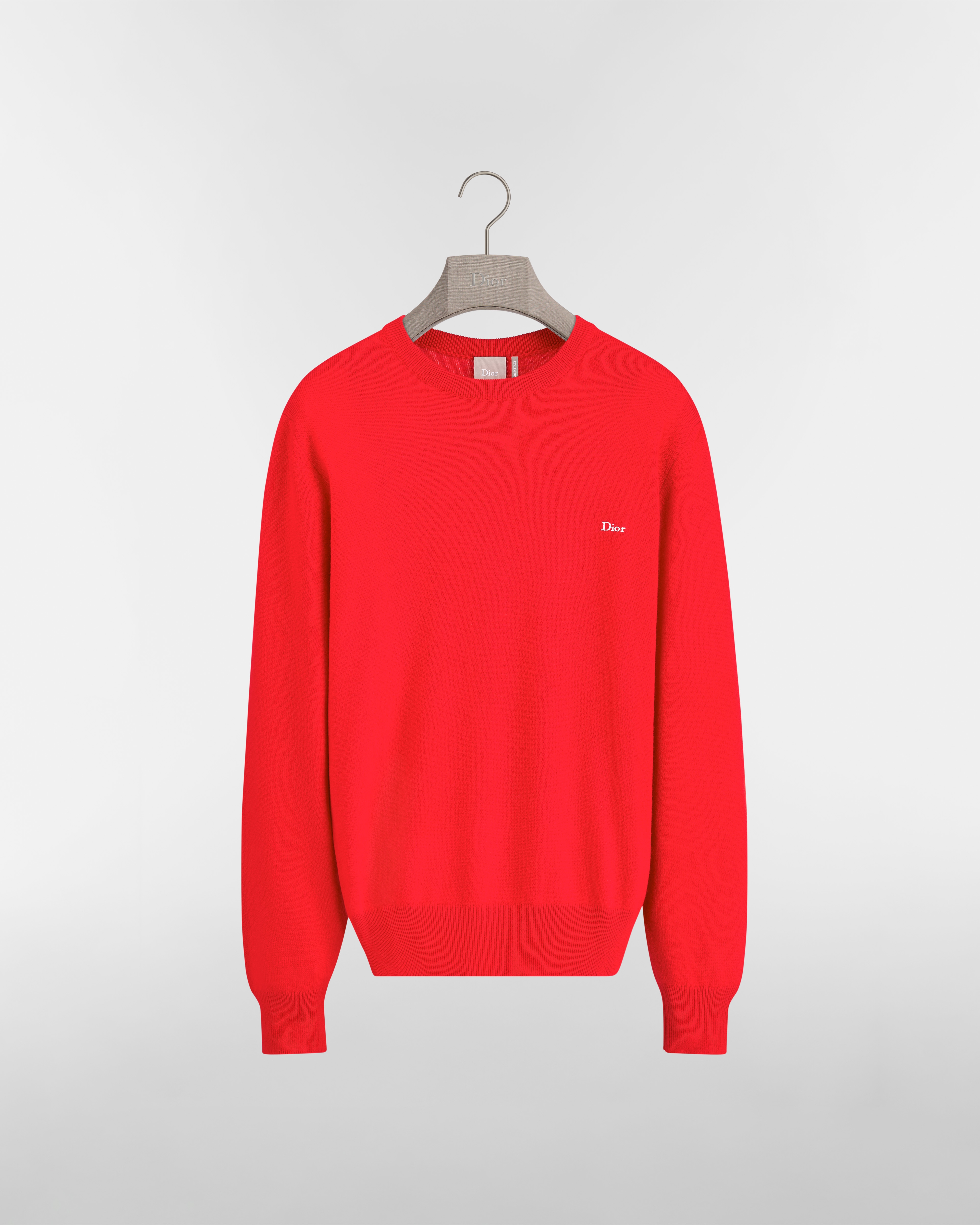 针织衫 红色山羊绒平纹针织面料 Dior 刺绣 E01