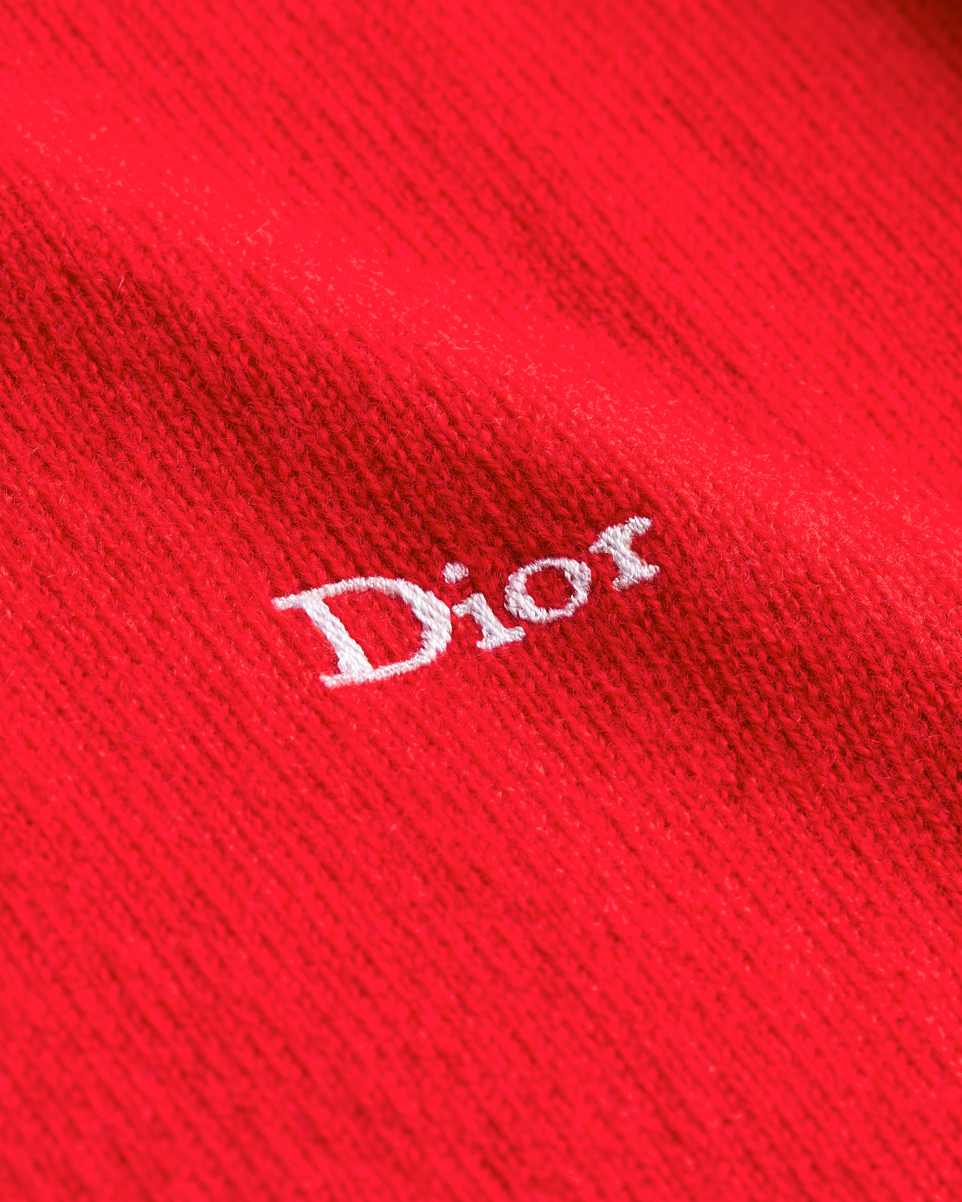 针织衫 红色山羊绒平纹针织面料 Dior 刺绣 E09