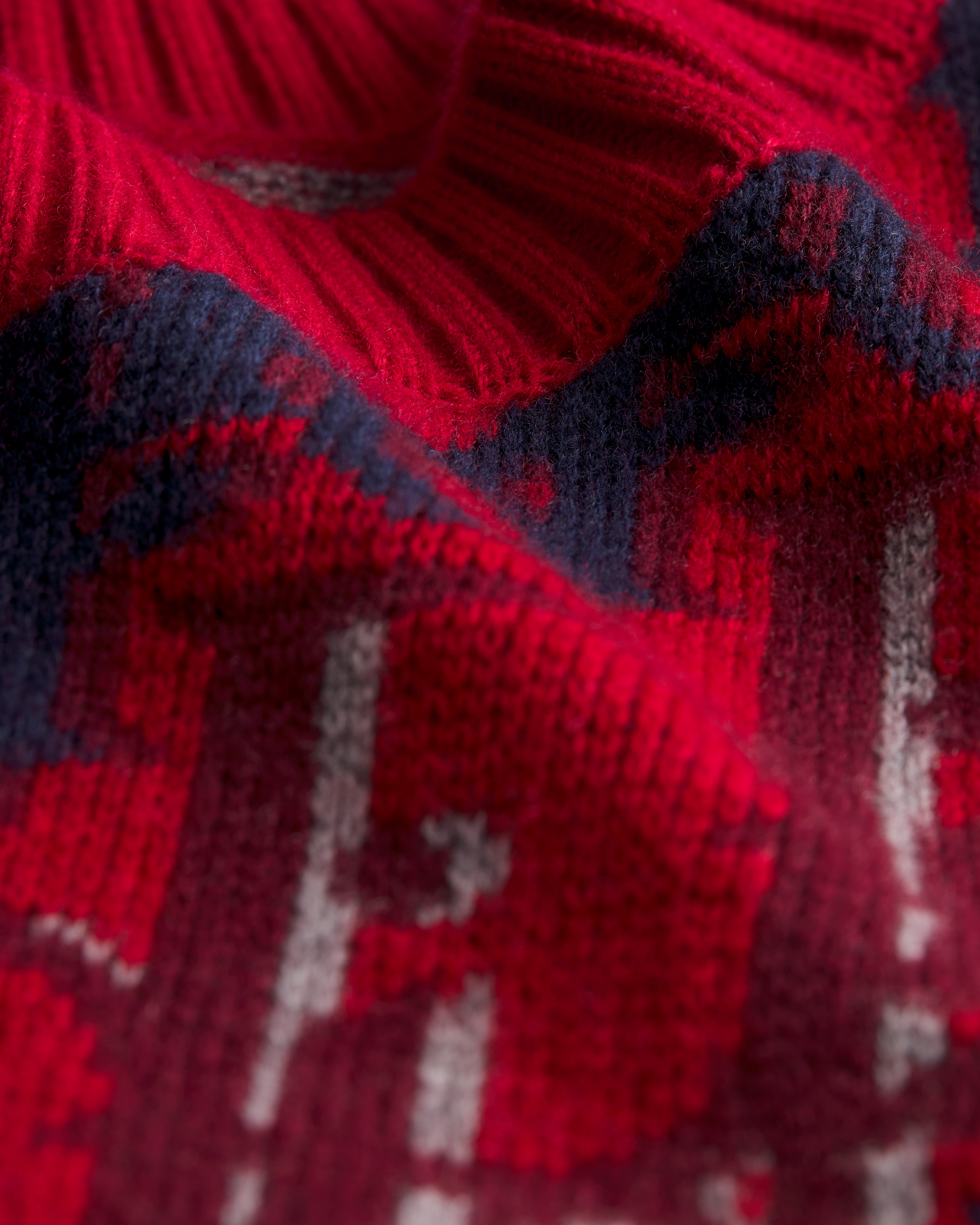 针织衫 红色绵羊毛提花面料 Oblique 印花 E09
