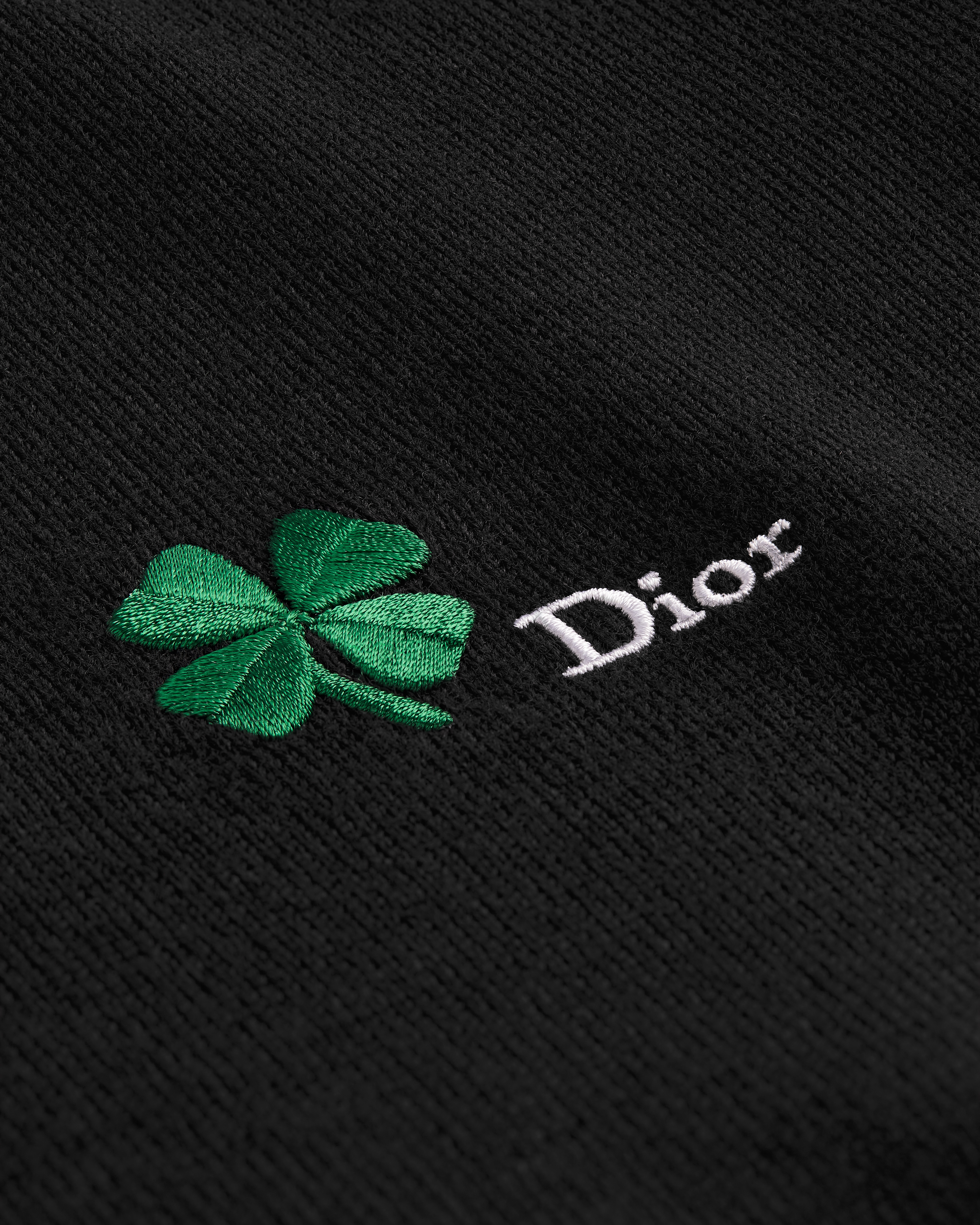 针织衫 黑色绵羊毛平纹针织面料 Dior Clover 图案刺绣 E09