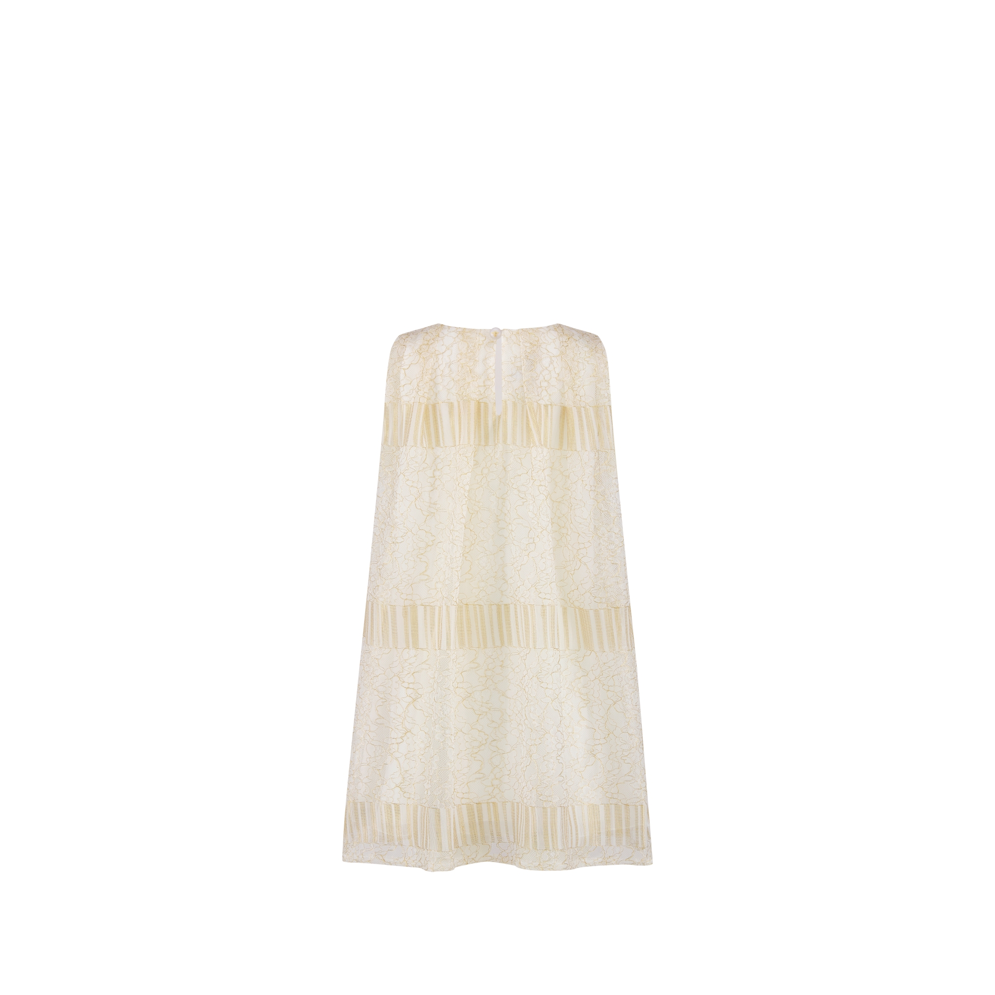 儿童喇叭形连衣裙 象牙色蕾丝金色调本季花卉图案 E08