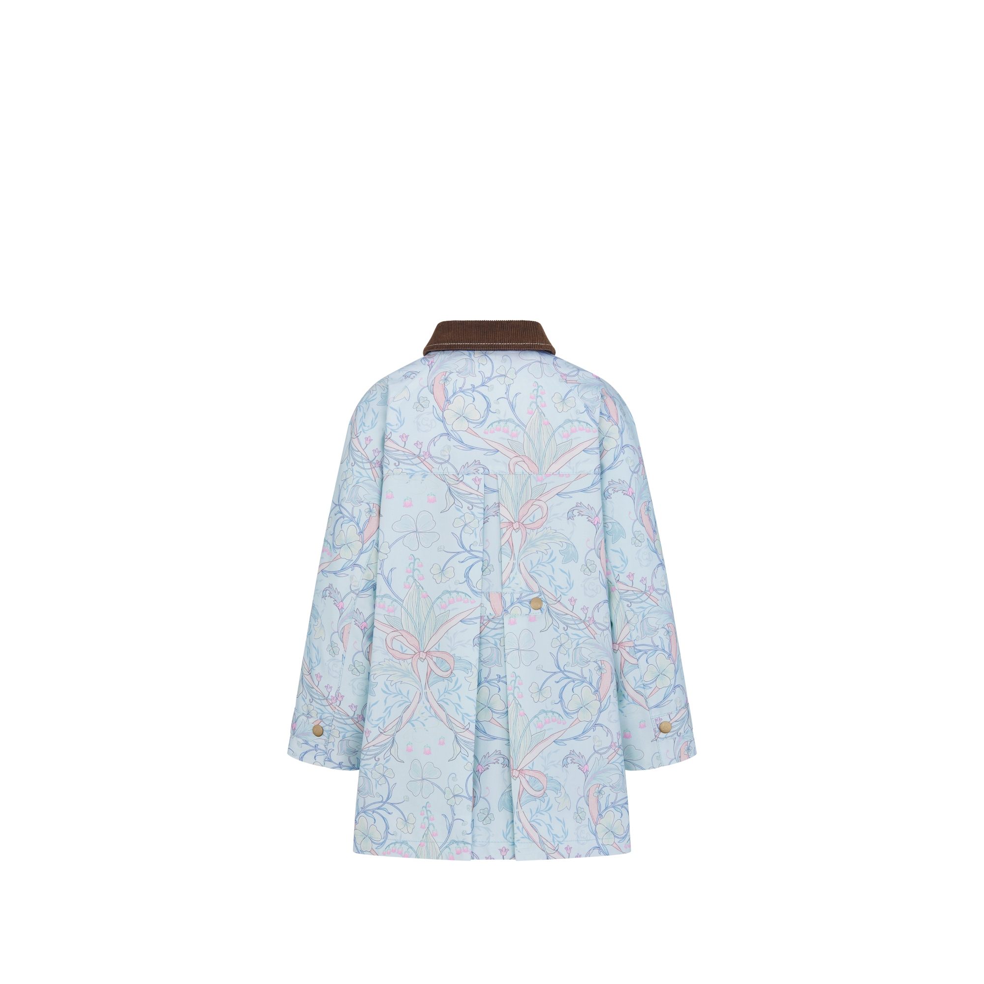 儿童大衣 淡蓝色蜡涂层棉质混纺面料淡色本季图案 E08