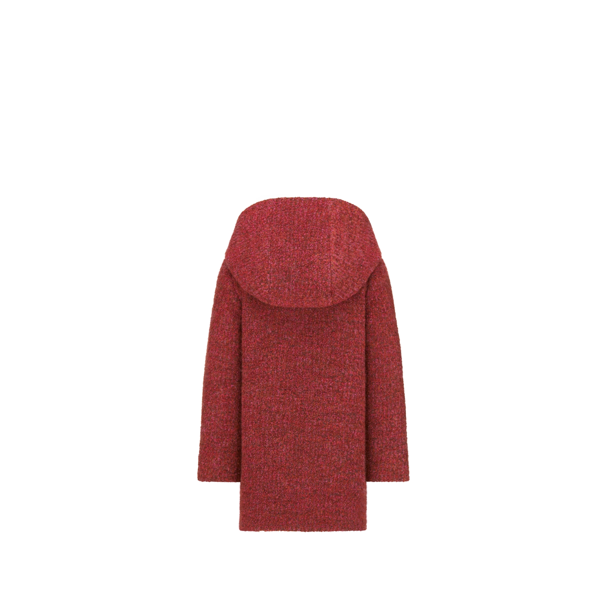 儿童连帽大衣 覆盆子红色羊驼毛混纺面料 E08