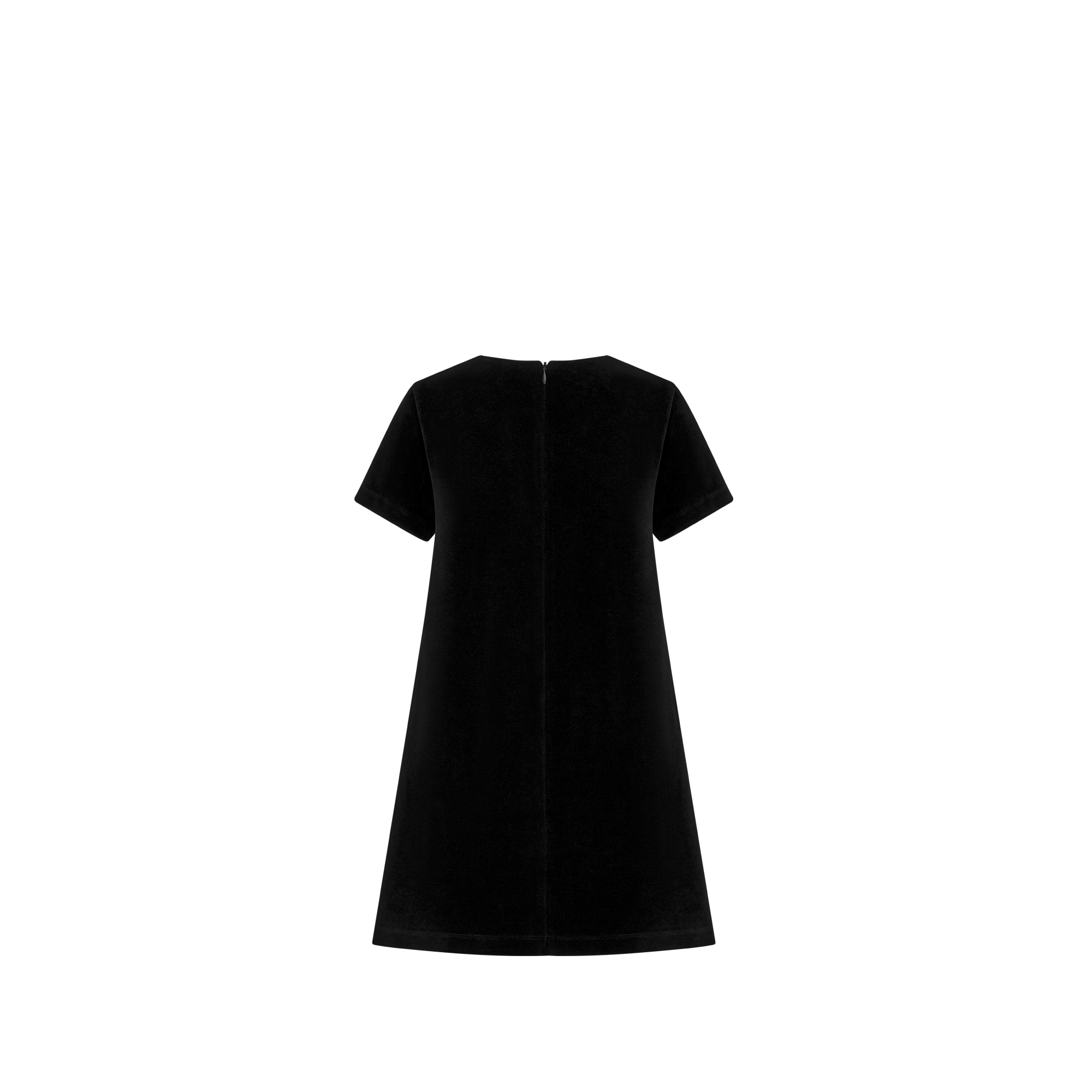 儿童 A 字连衣裙 黑色棉质混纺天鹅绒 E08