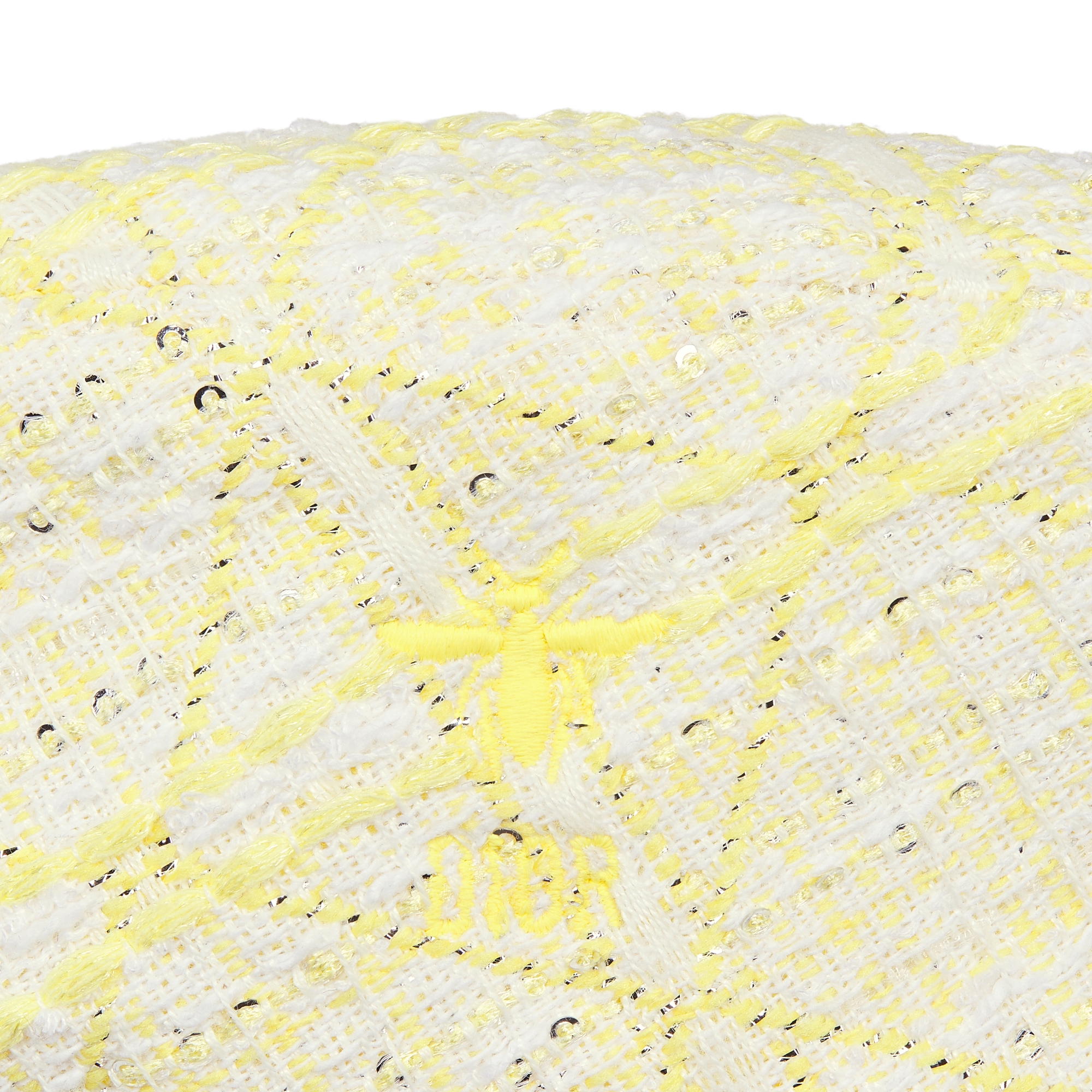 儿童贝雷帽 象牙色粗花呢黄色和金色调藤格纹提花图案 E09