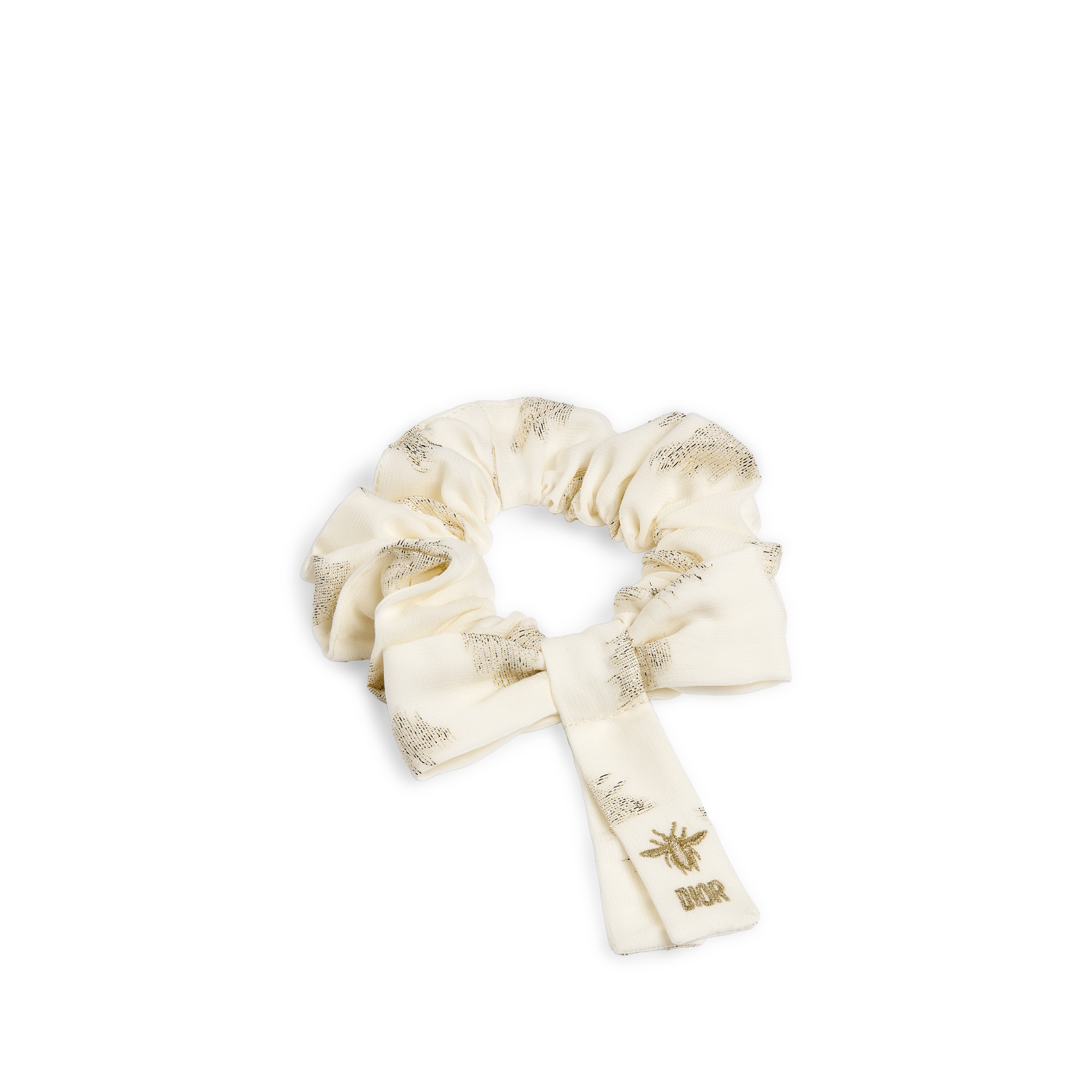 儿童发带套装 淡粉色棉质混纺华达呢面料、淡粉色绉纱搭配金色调亮片装饰、象牙色轻薄面料搭配金色调提花小蜜蜂图案 E11