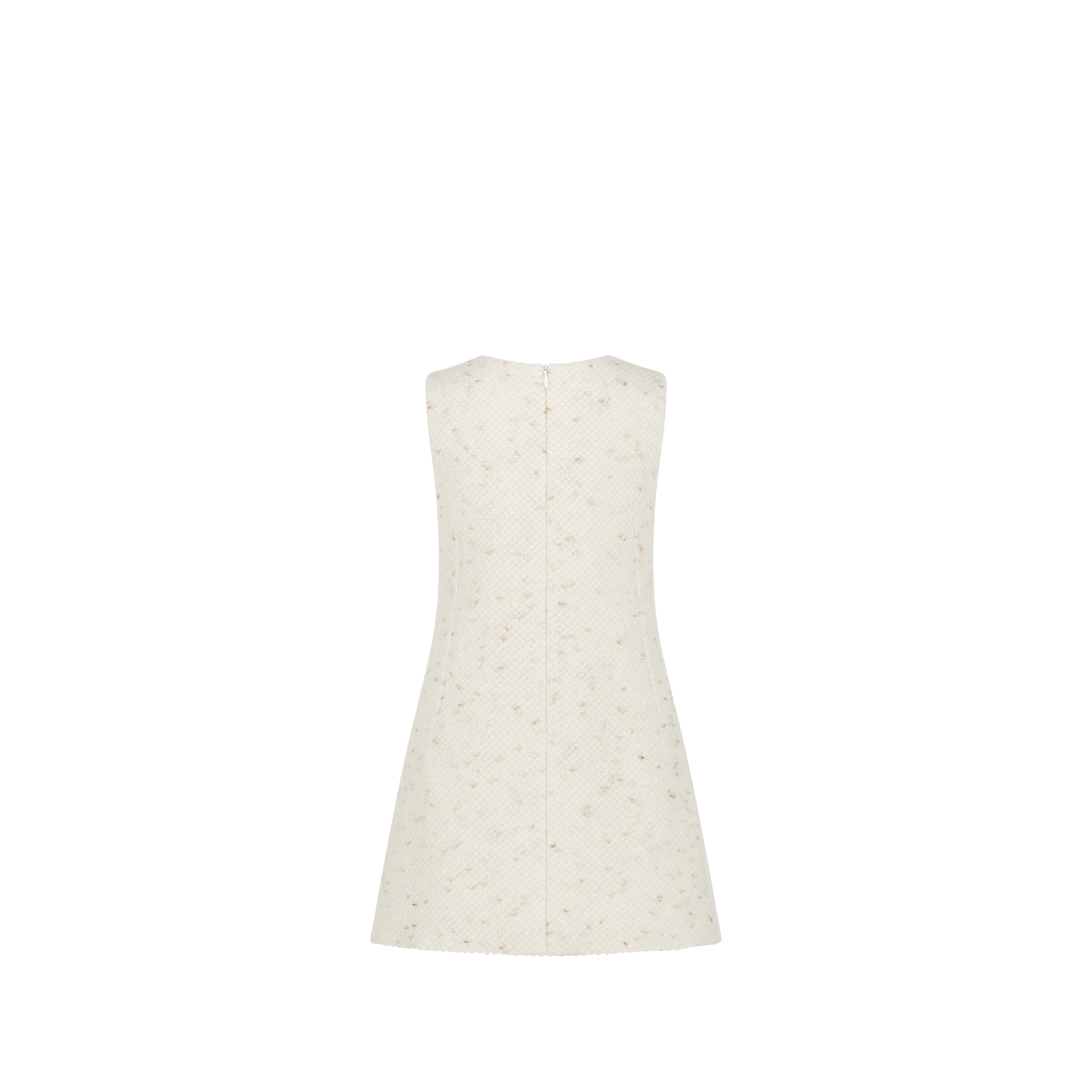 儿童 A 字连衣裙 象牙色、金色调和银色调绵羊毛混纺面料 E08