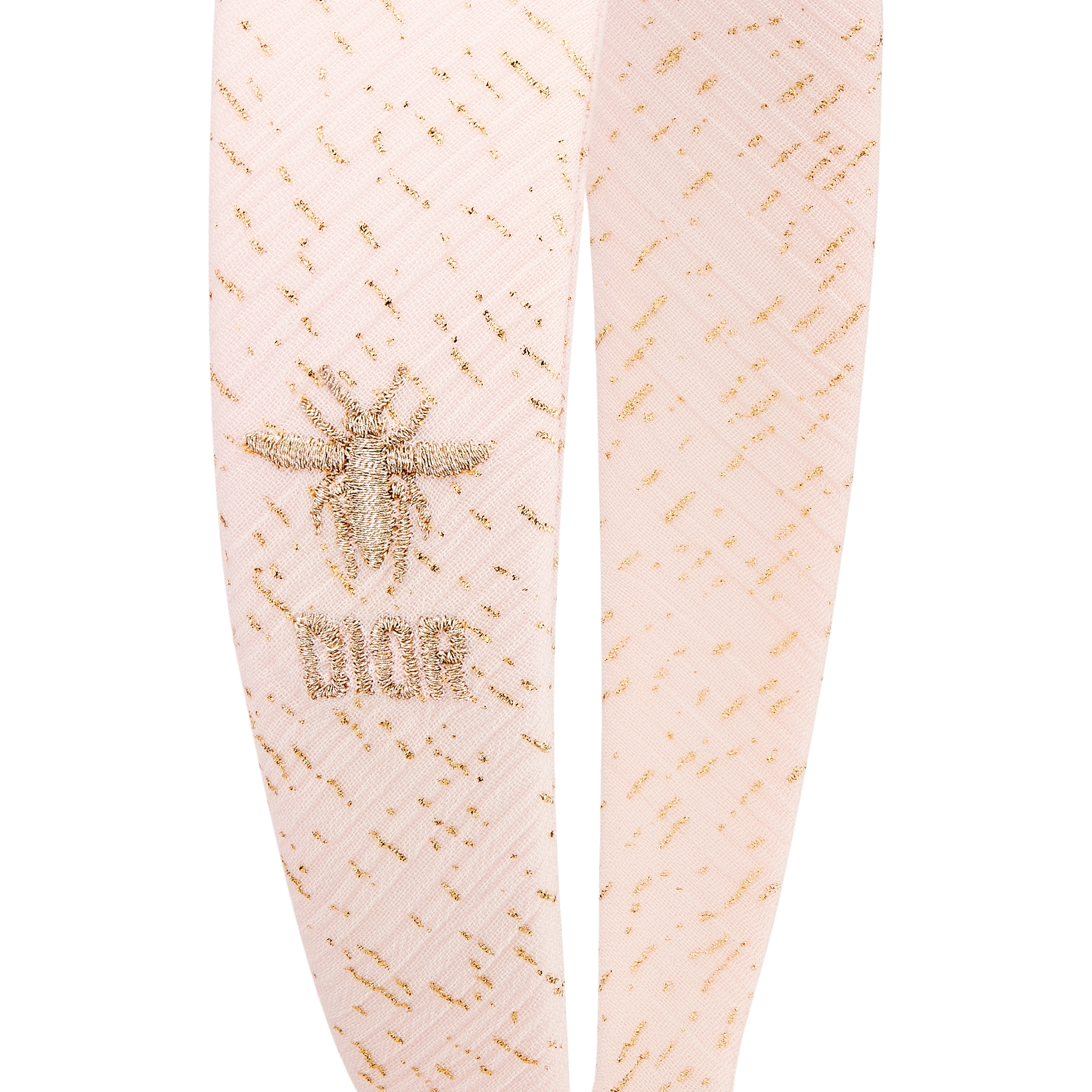 儿童发带 淡粉色绉纱金色调亮片装饰 E09