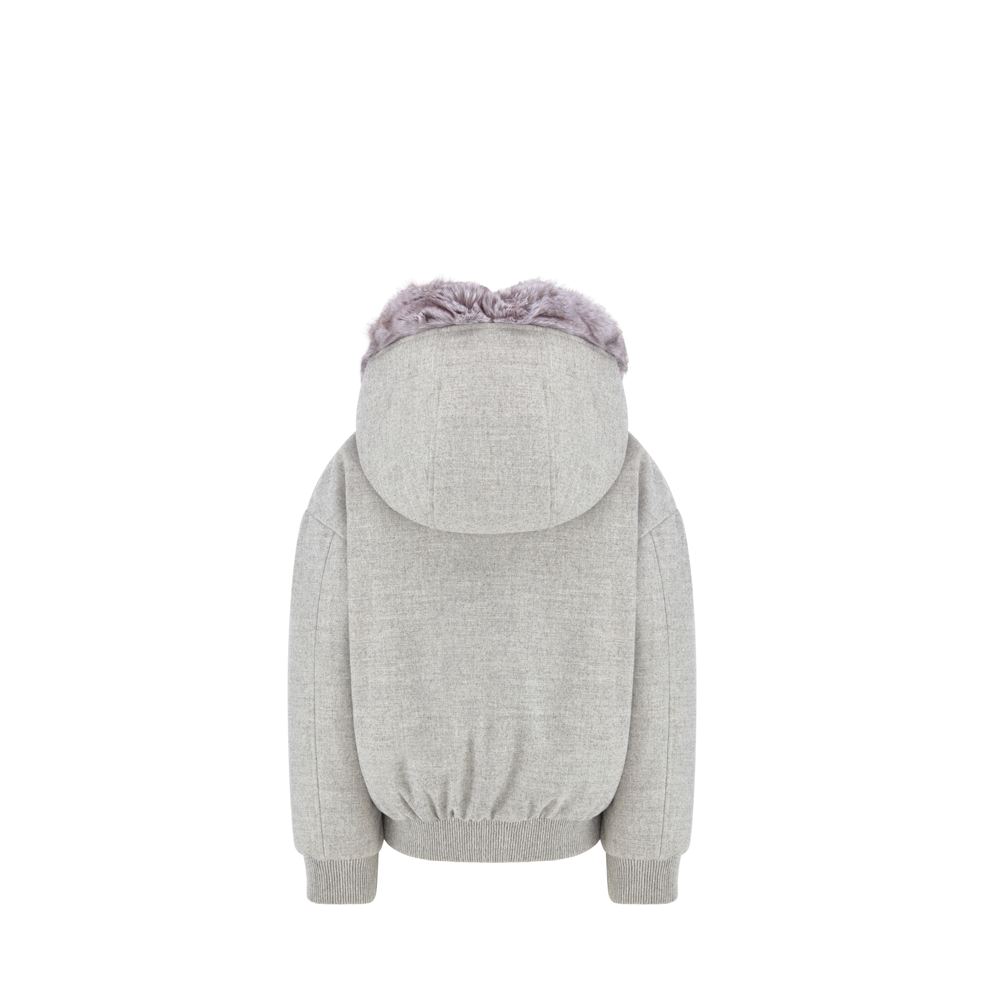 儿童连帽夹克 灰色防水绵羊毛混纺面料法兰绒效果 E08