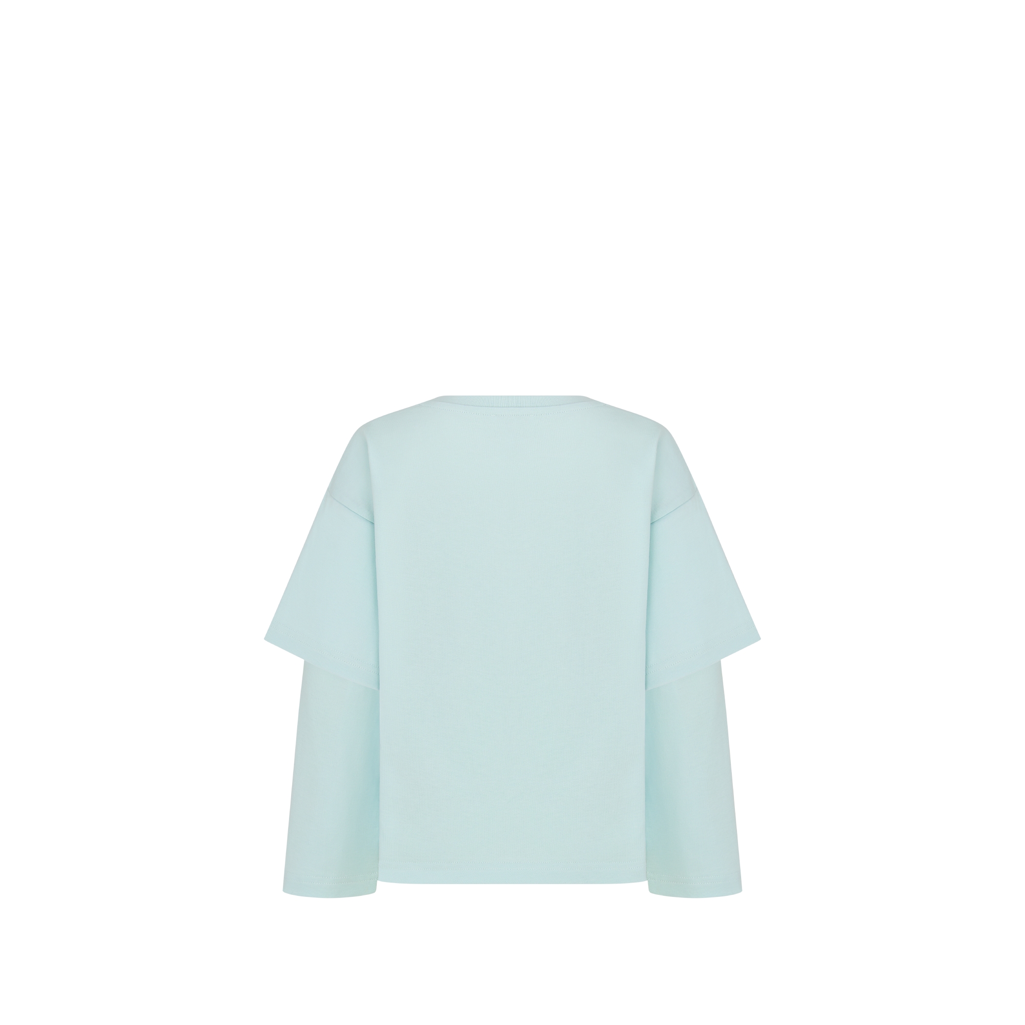 儿童长袖 T 恤 淡蓝色棉质平纹针织面料 E08