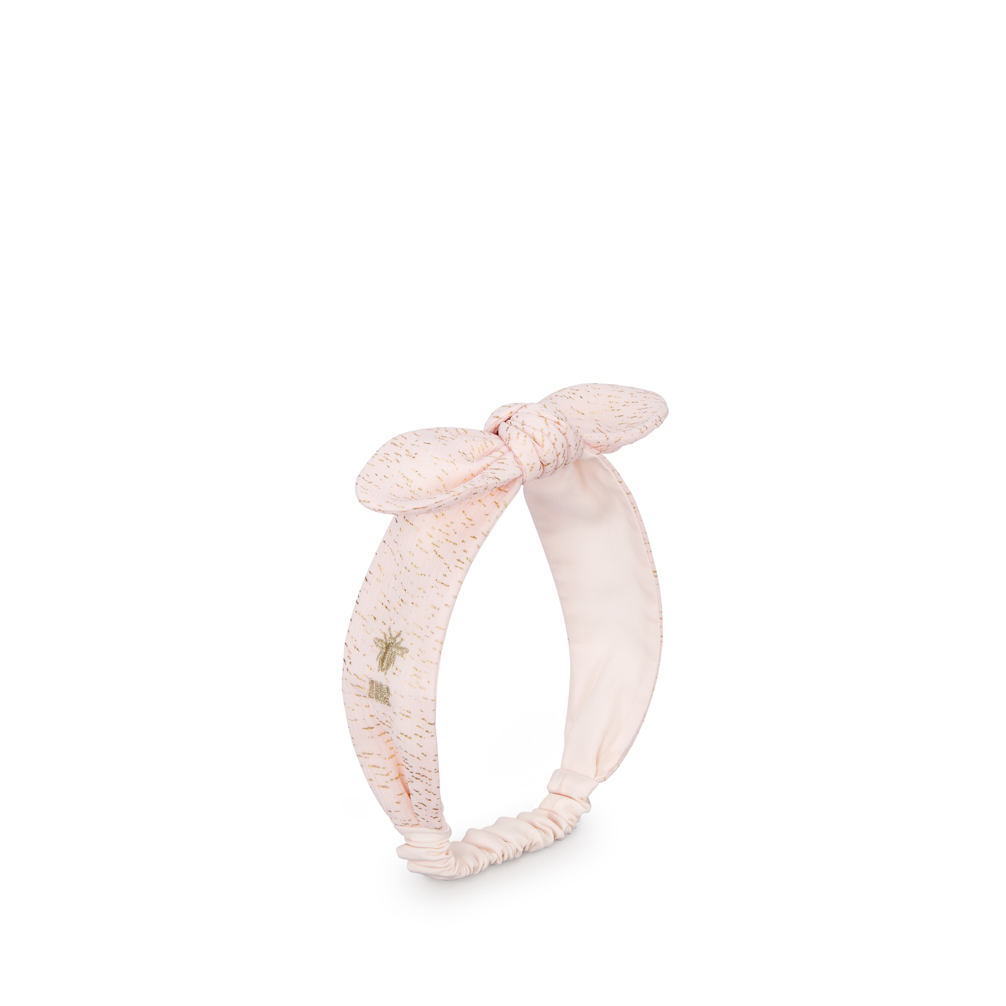 婴幼儿发带 淡粉色绉纱金色调亮片装饰 E03