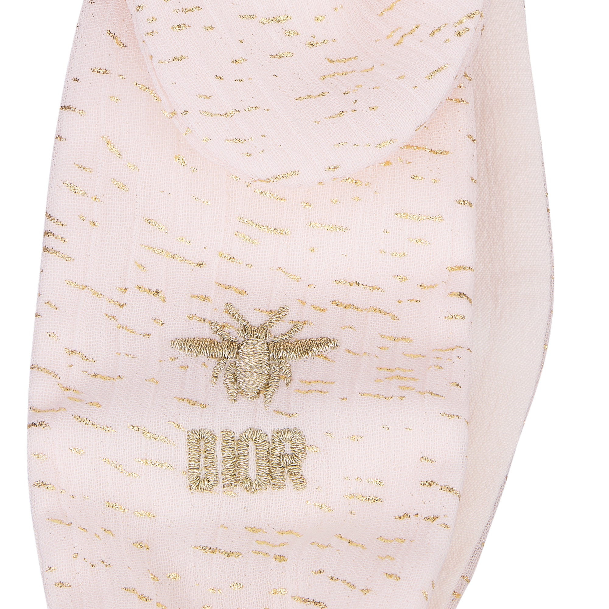 婴幼儿发带 淡粉色绉纱金色调亮片装饰 E09