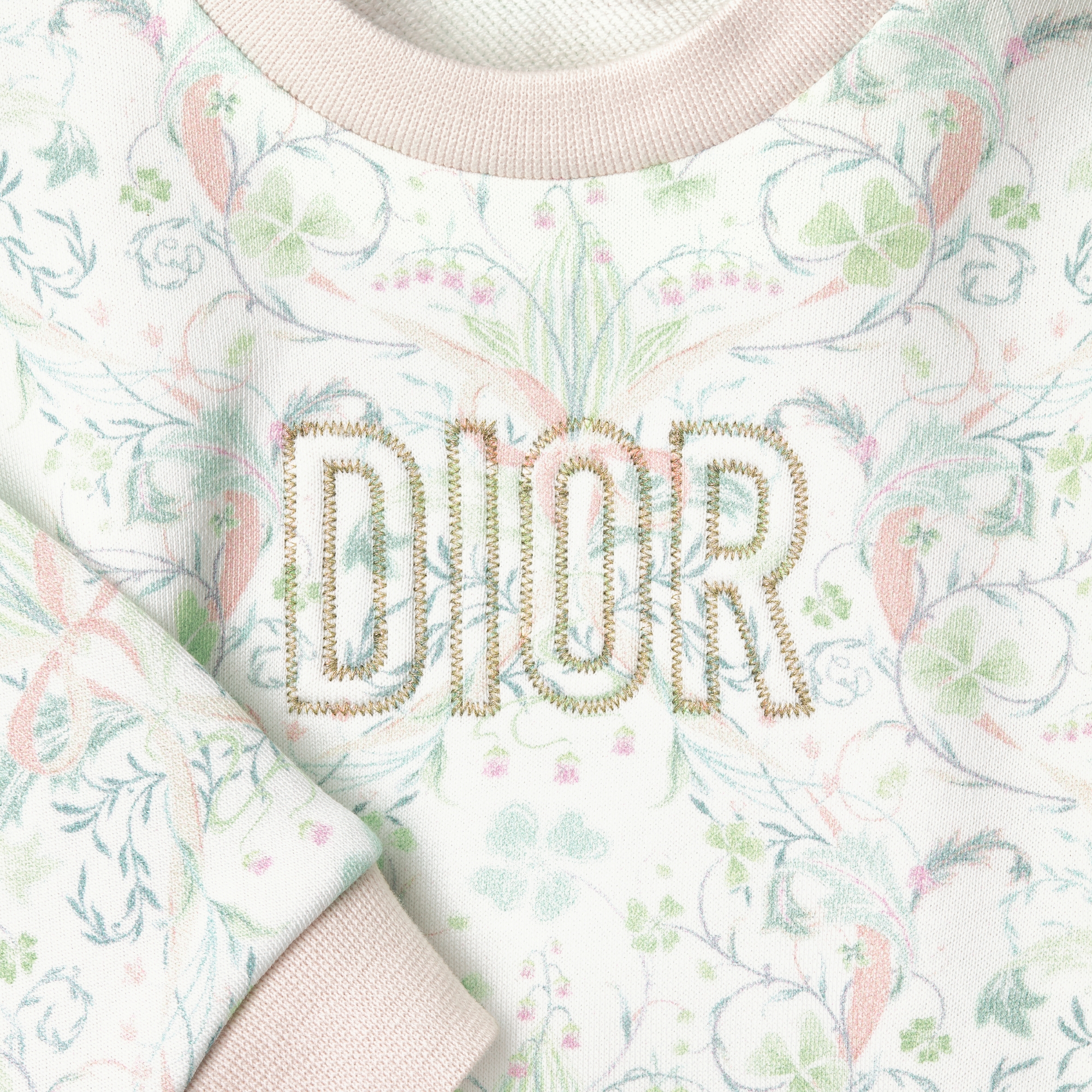 婴幼儿卫衣 象牙色棉质起绒面料淡色本季花卉图案 E09