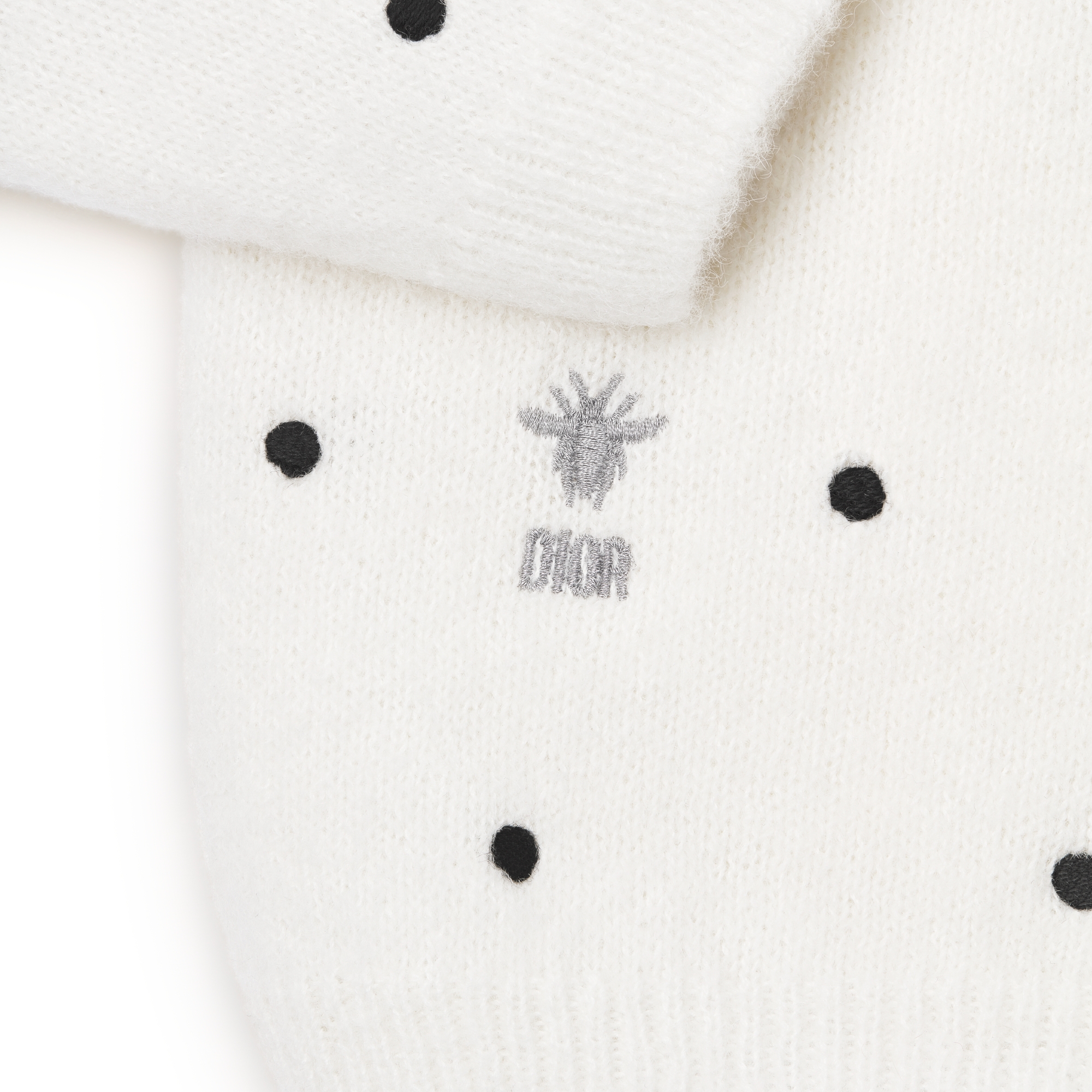 婴幼儿针织衫 象牙色棉质混纺针织面料黑色波点 E09