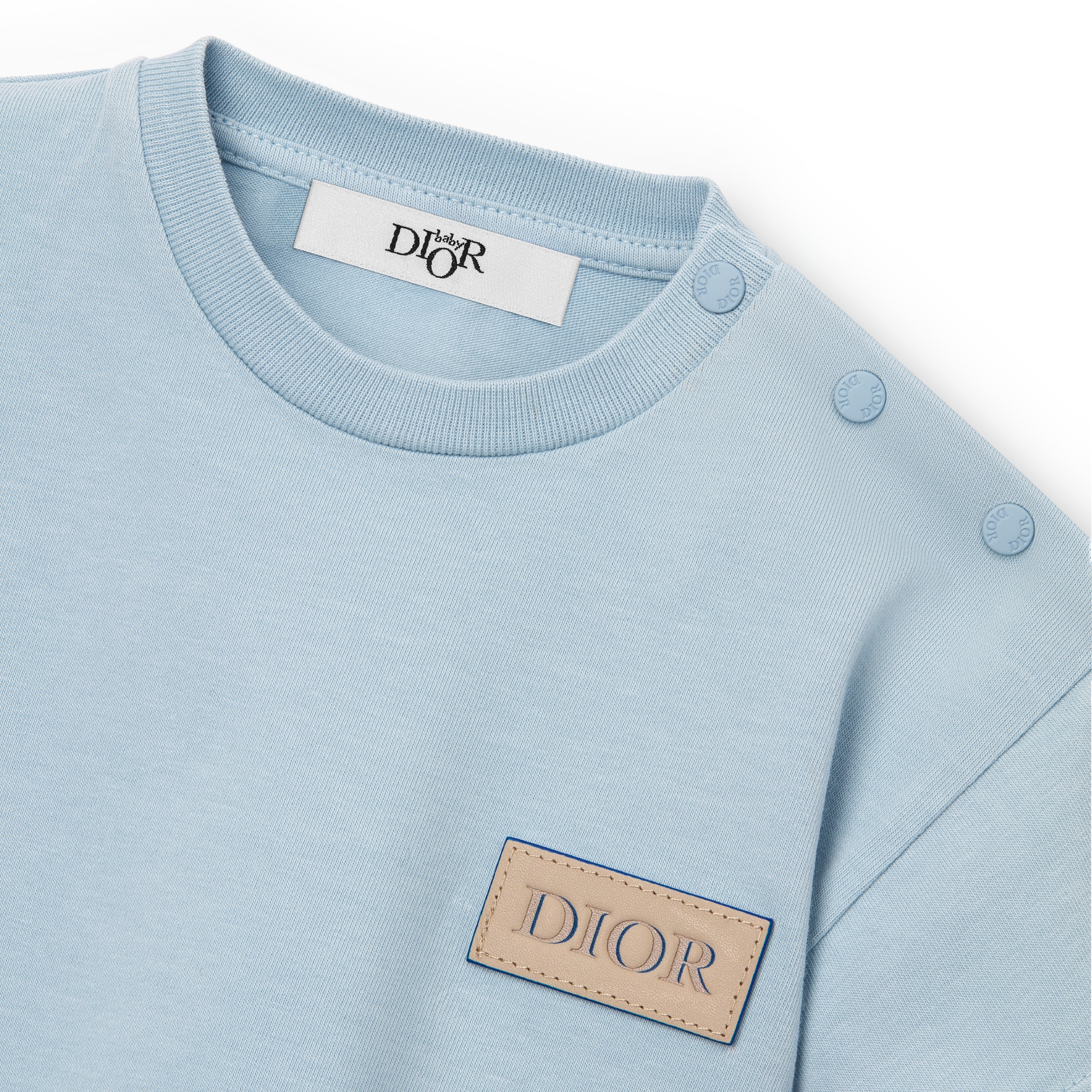 婴幼儿 T 恤 石洗蓝色棉质混纺平纹针织面料 E09