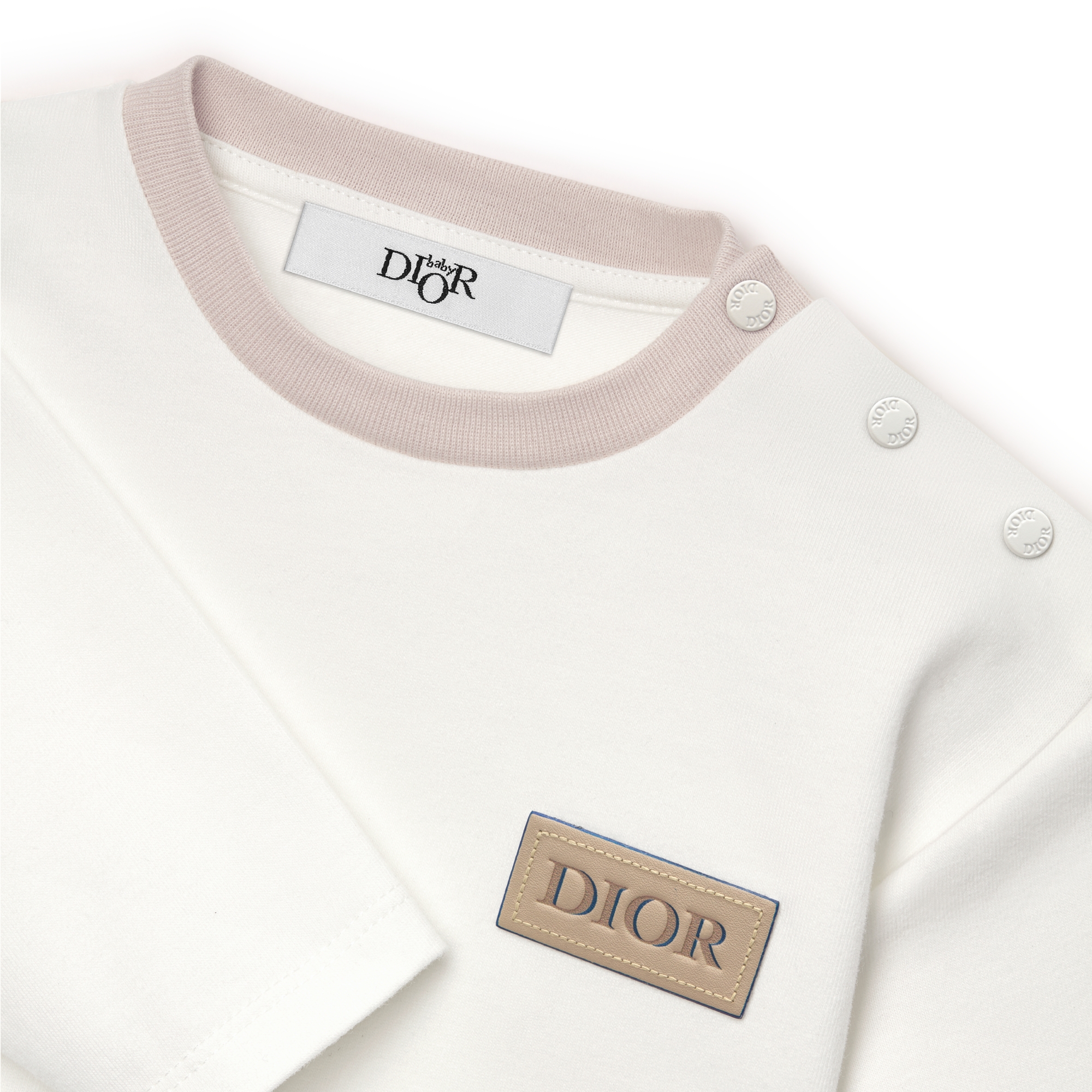 婴幼儿长袖 T 恤 象牙色棉质混纺平纹针织面料 E09