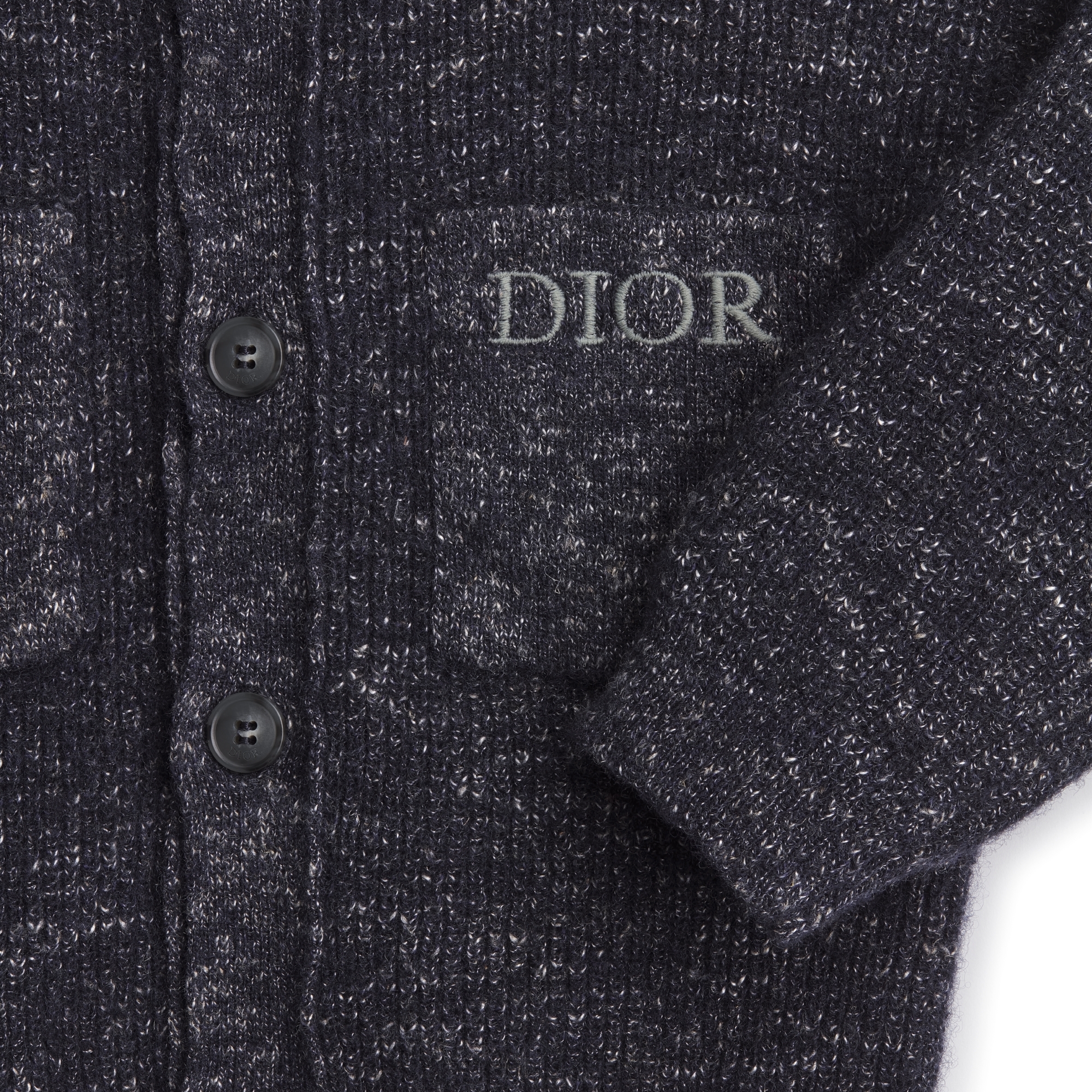 婴幼儿开衫夹克 深蓝色和灰色绵羊毛混纺罗纹针织面料 E09