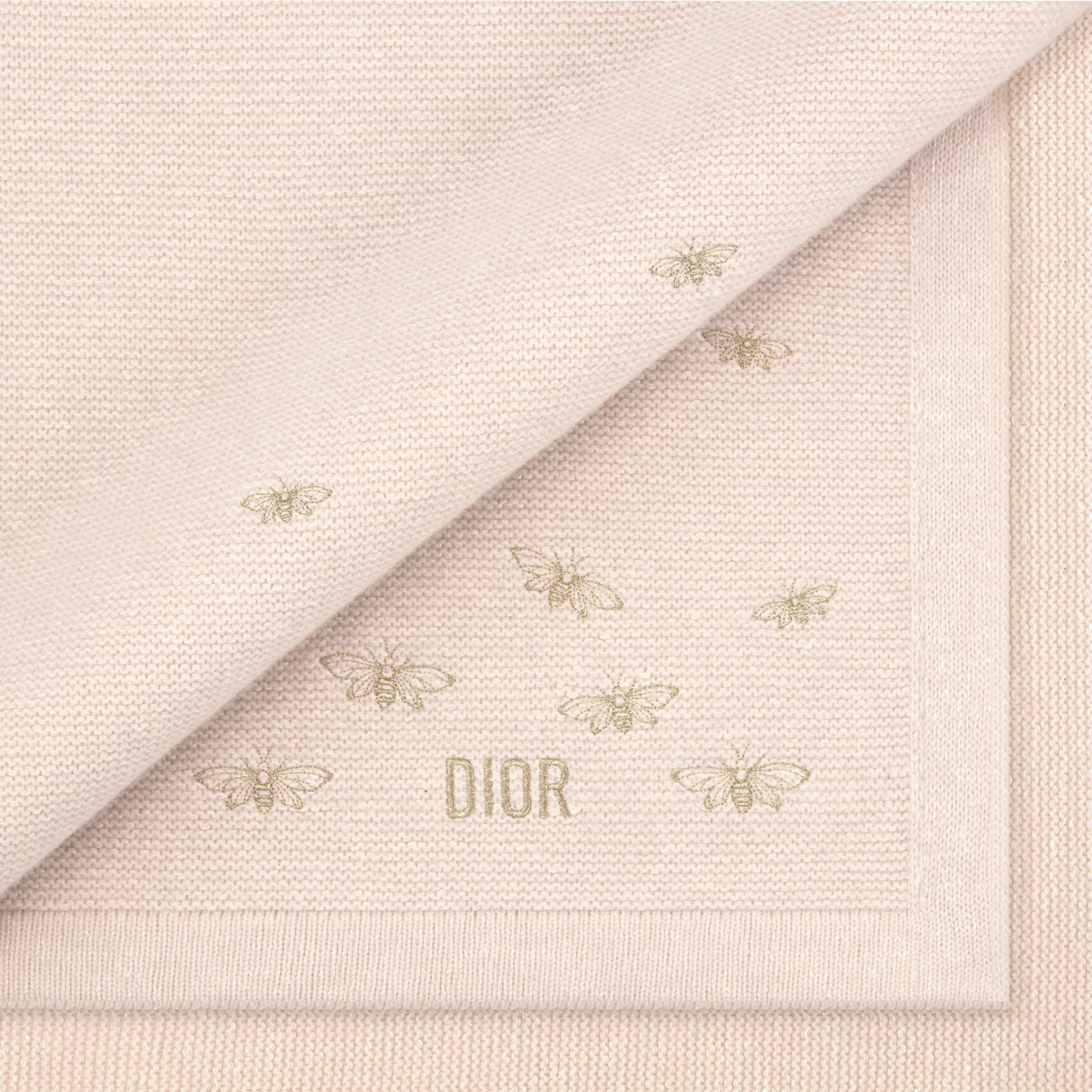 婴儿毯 淡粉色绵羊毛和桑蚕丝混纺混色针织面料 E09