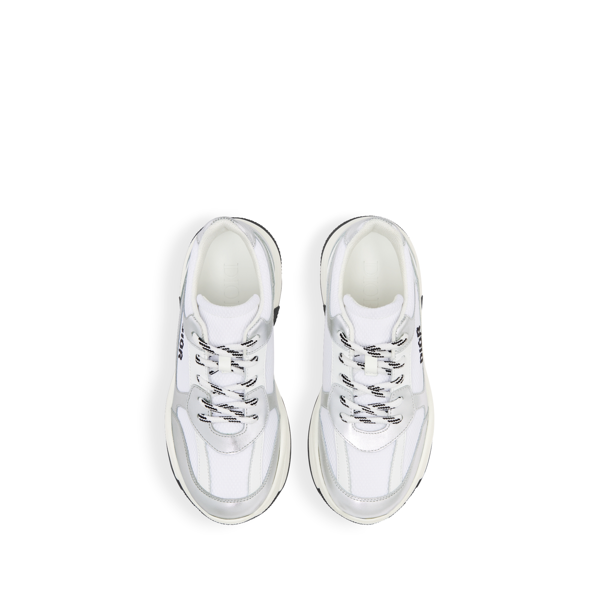 儿童低帮运动鞋 银色调牛皮革和白色网面 E06