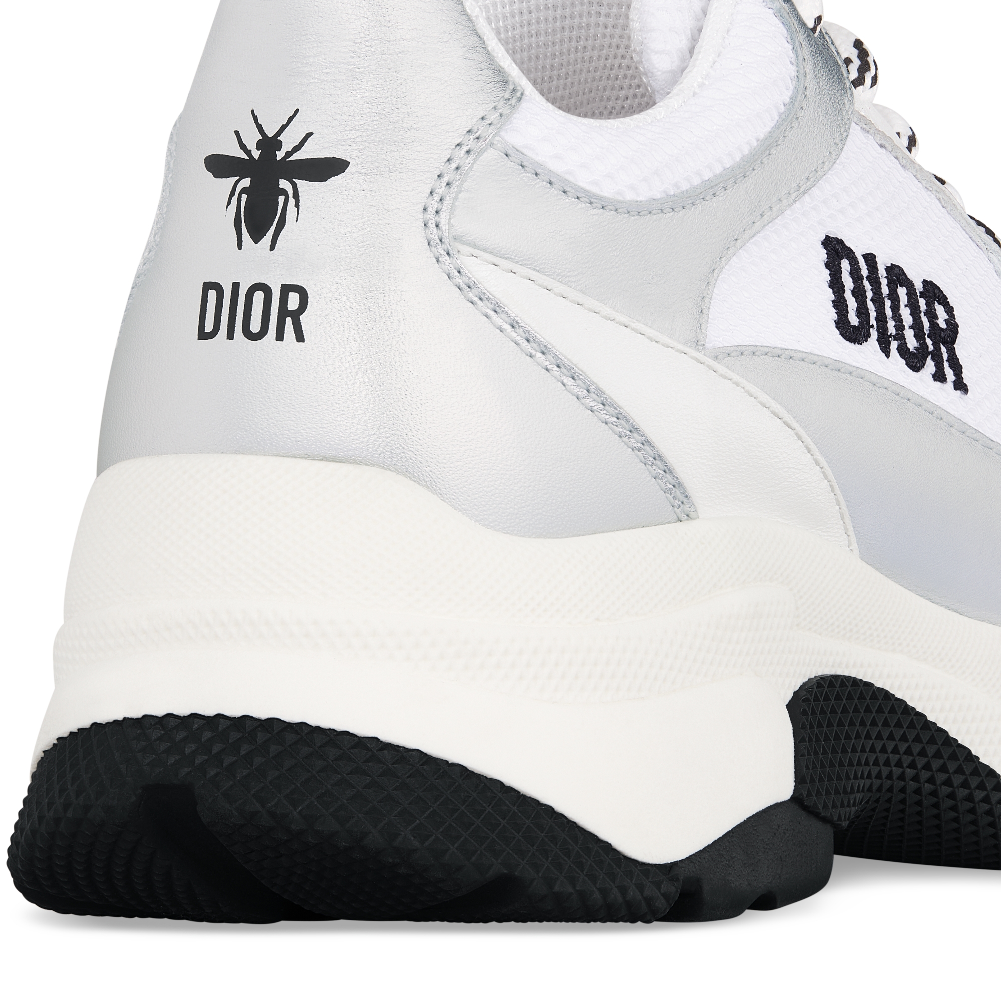 儿童低帮运动鞋 银色调牛皮革和白色网面 E09