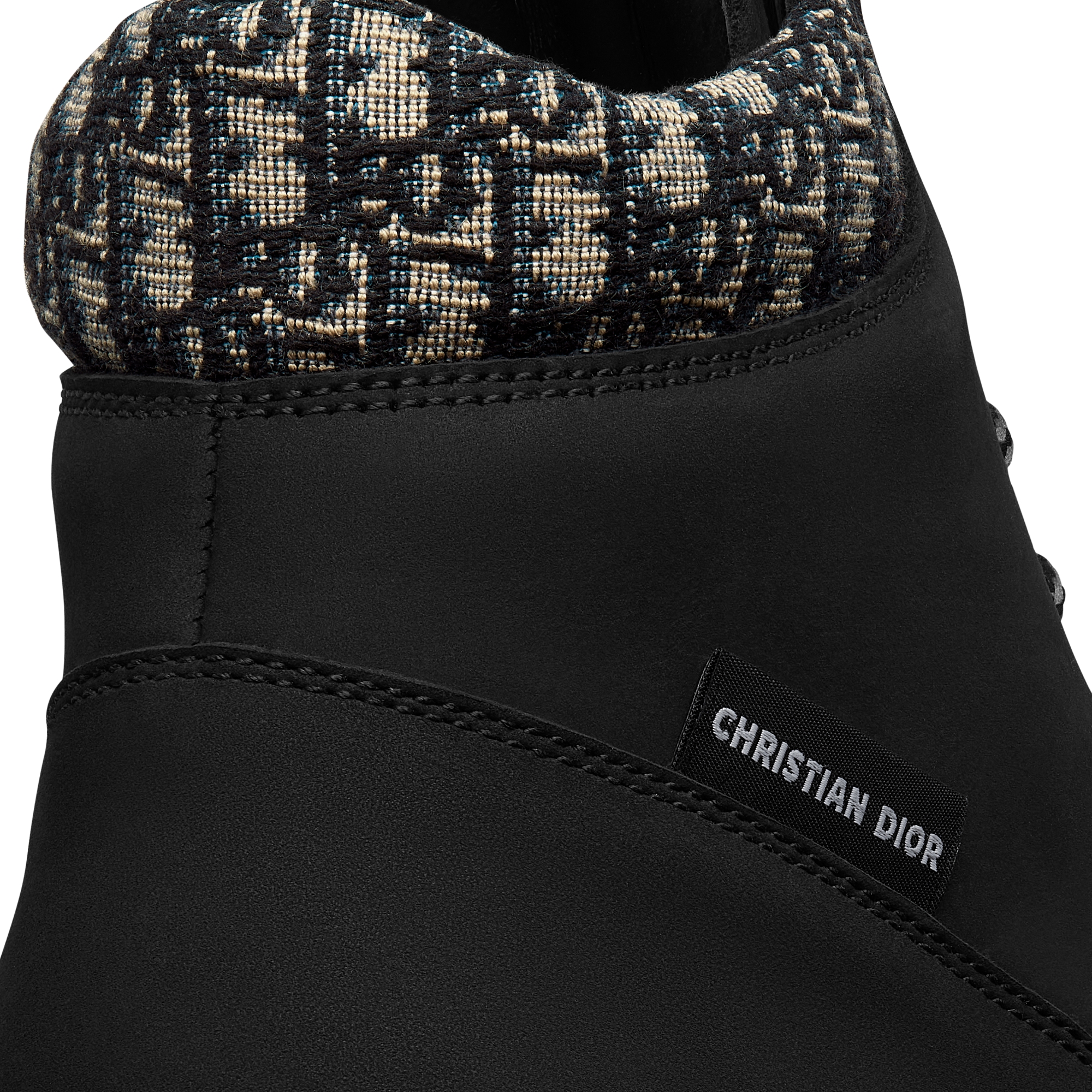 儿童及踝靴 黑色绒面革米色和黑色 Oblique 印花面料 E09