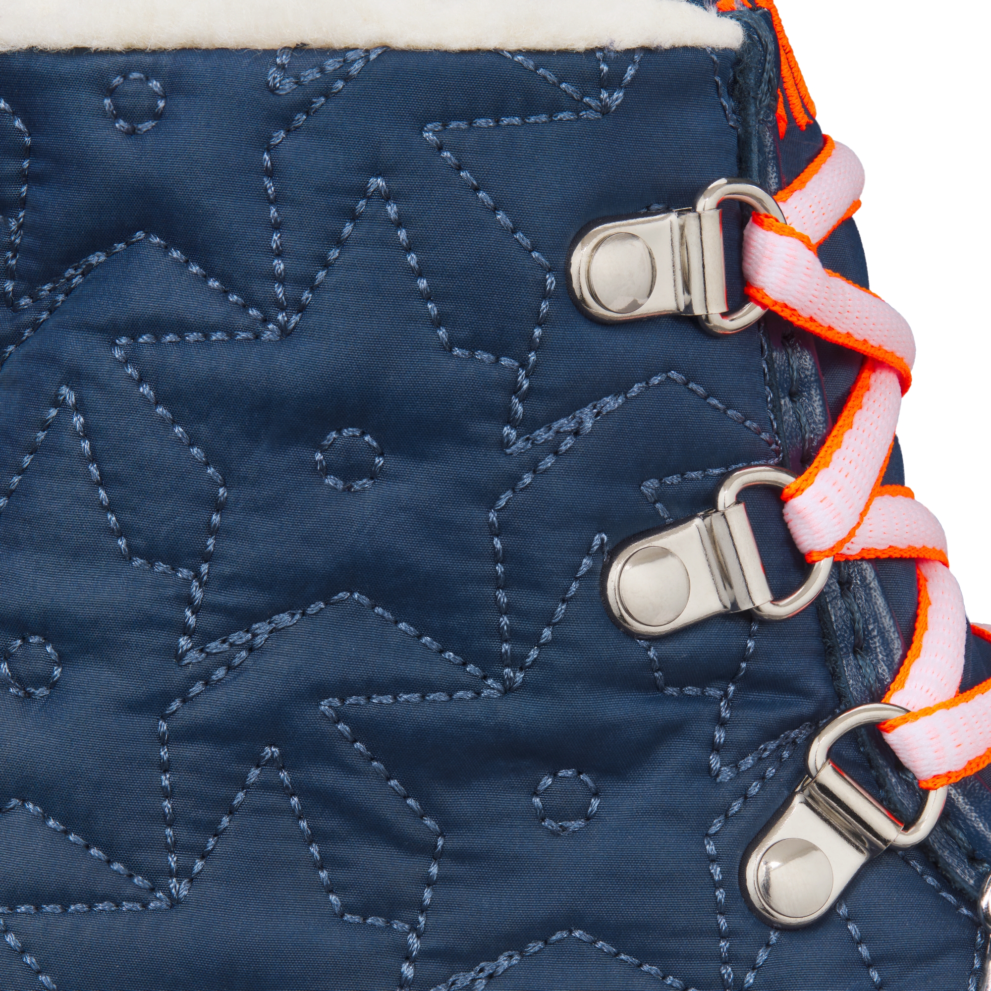 儿童雪地靴 海军蓝色防水效果科技面料搭配星星图案和牛皮革 E09