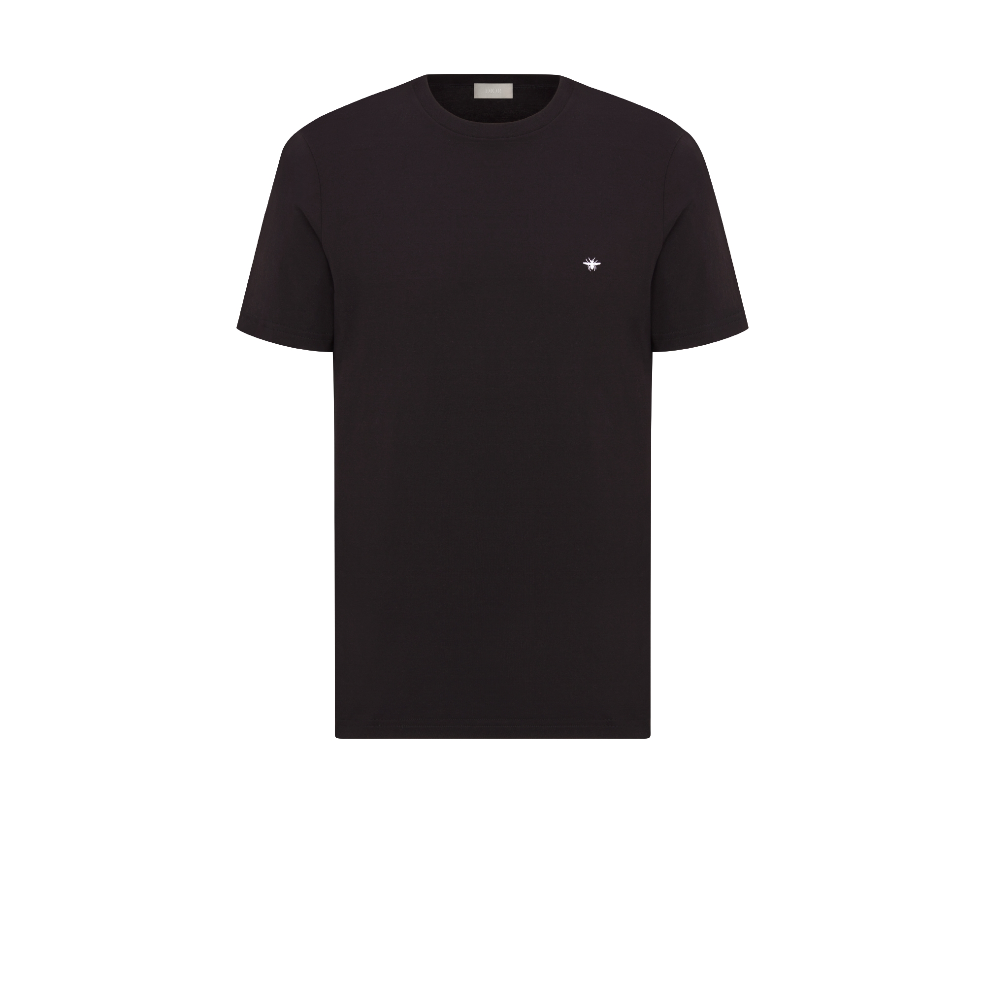 T 恤 黑色棉质平纹针织面料小蜜蜂标识刺绣 E01