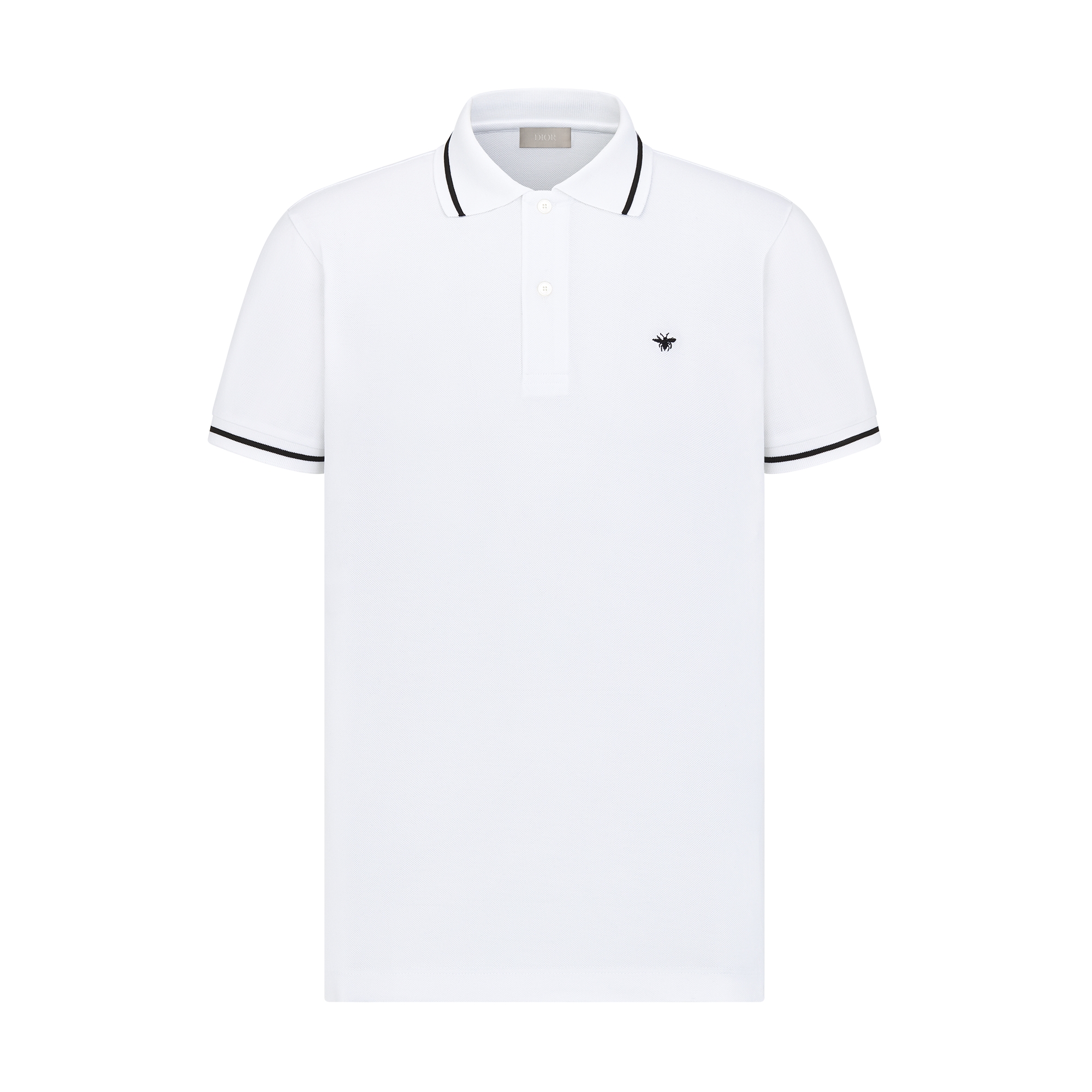  白色棉质珠地布小蜜蜂标识刺绣