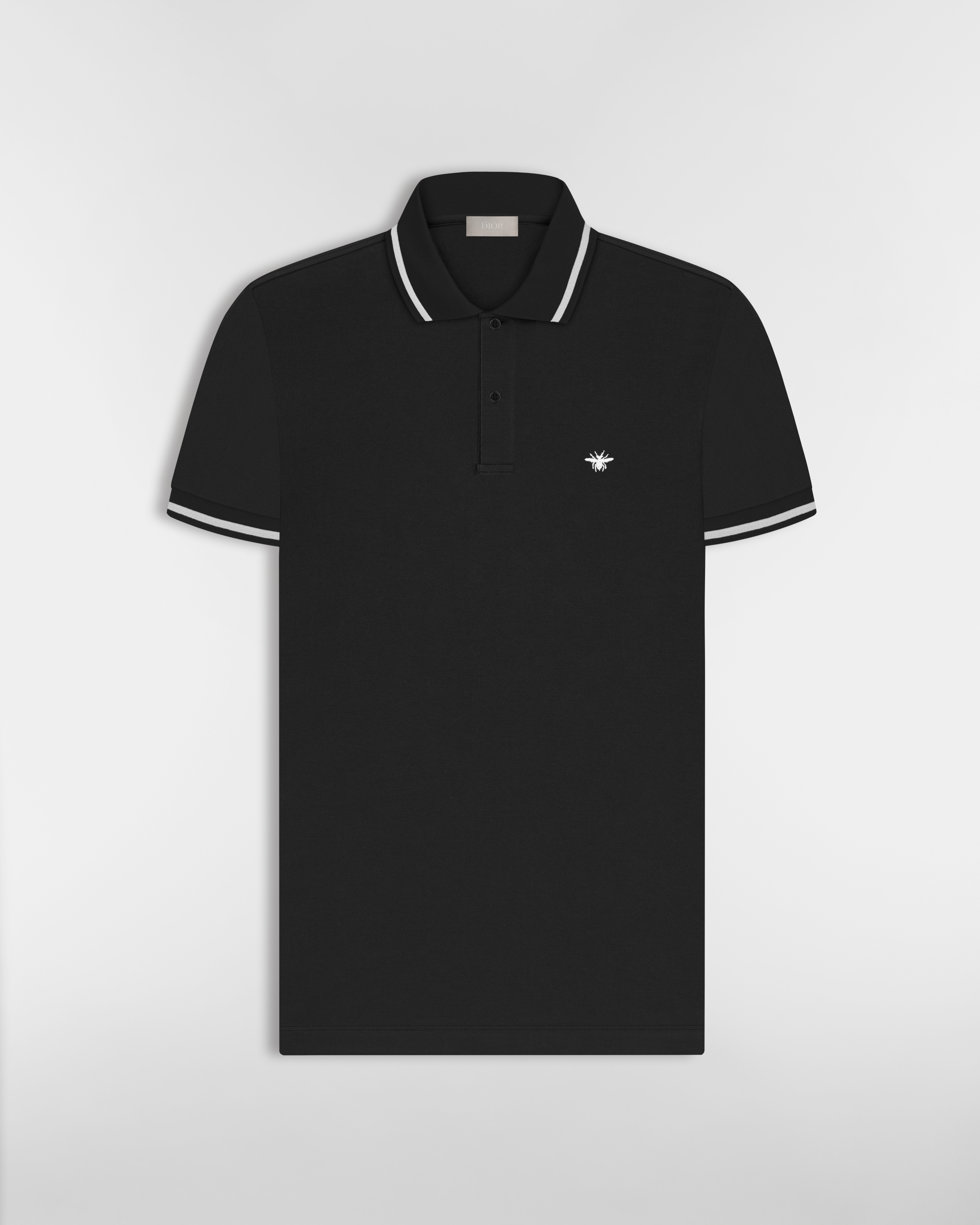 Polo 衫 黑色棉质珠地布小蜜蜂标识刺绣 E01