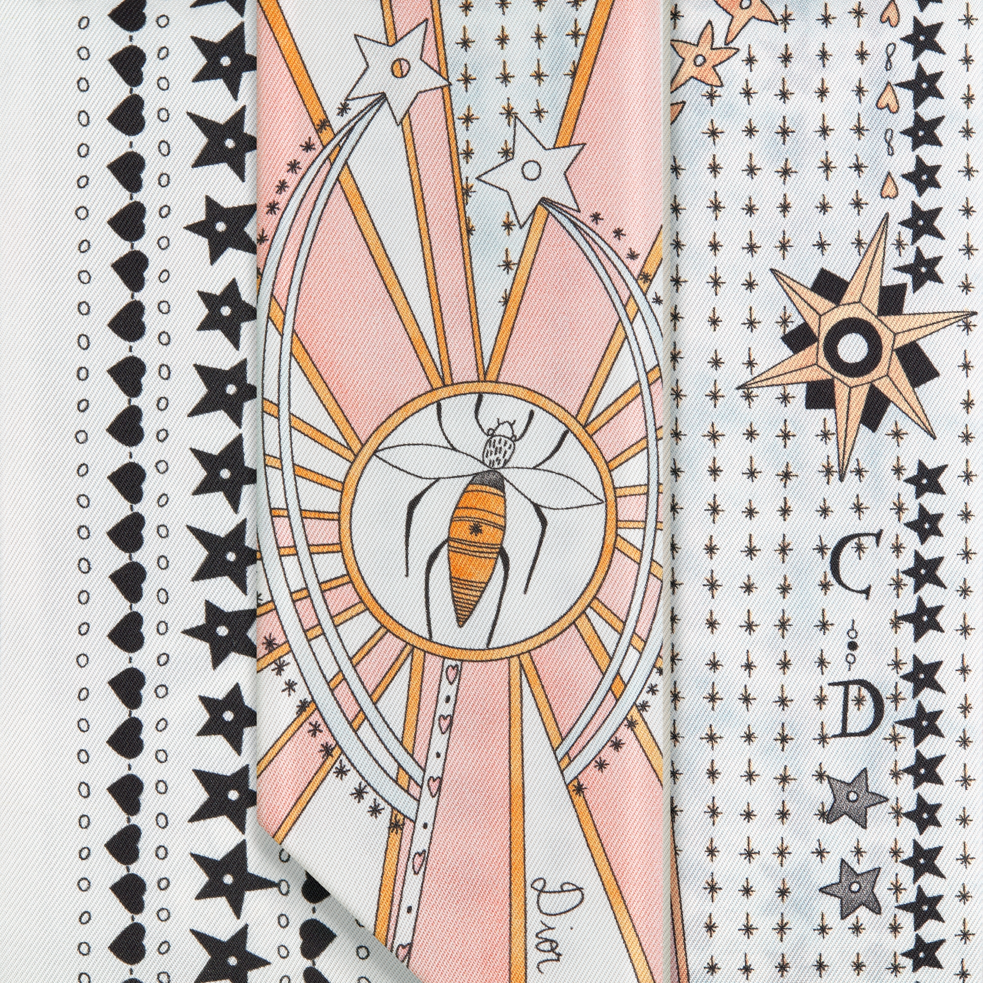 Mitzah 丝巾 白色桑蚕丝斜纹面料 La Papesse Tarot 印花 E09