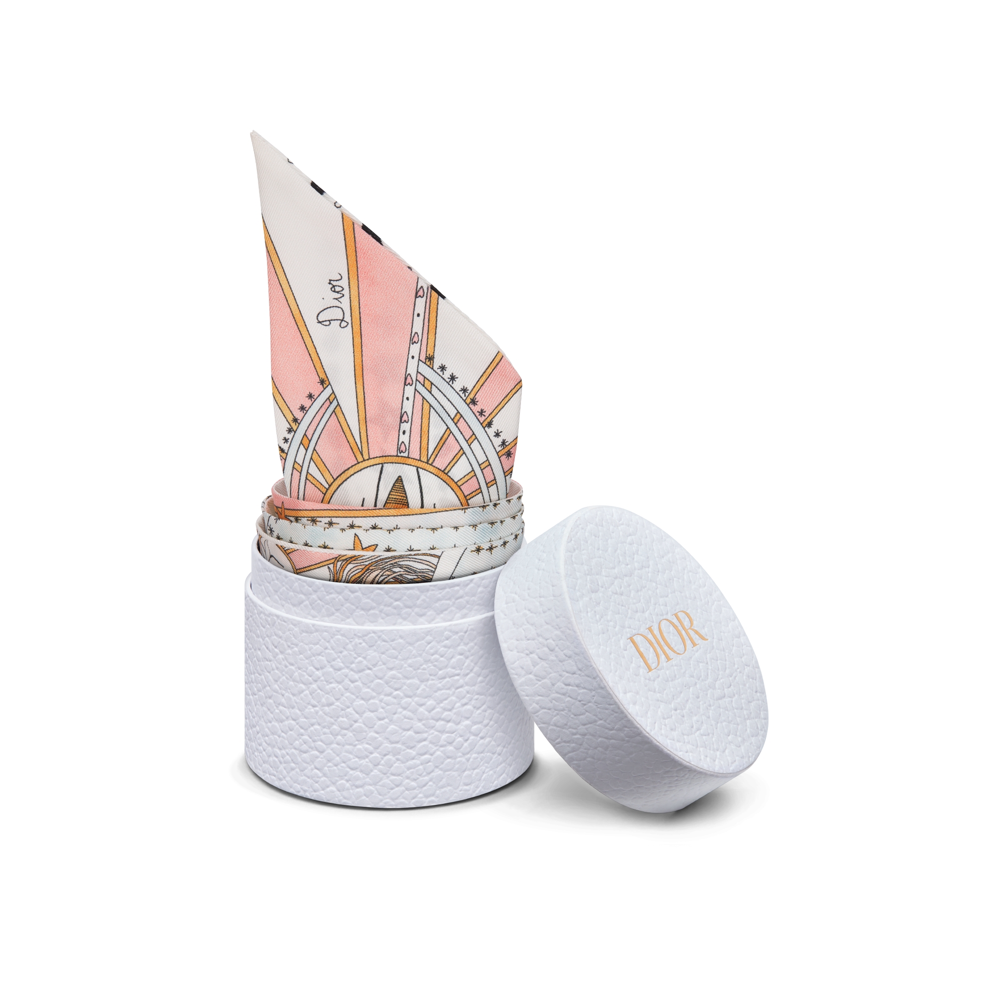 Mitzah 丝巾 白色桑蚕丝斜纹面料 La Papesse Tarot 印花 E10