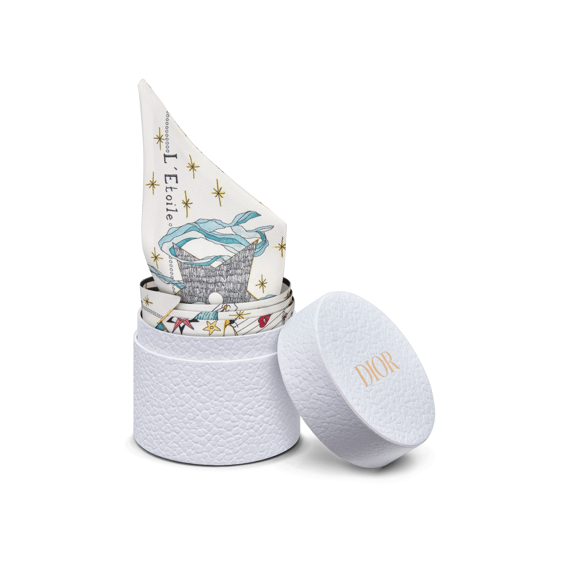 Mitzah 丝巾 白色桑蚕丝斜纹面料 L'Étoile Tarot 图案印花 E10