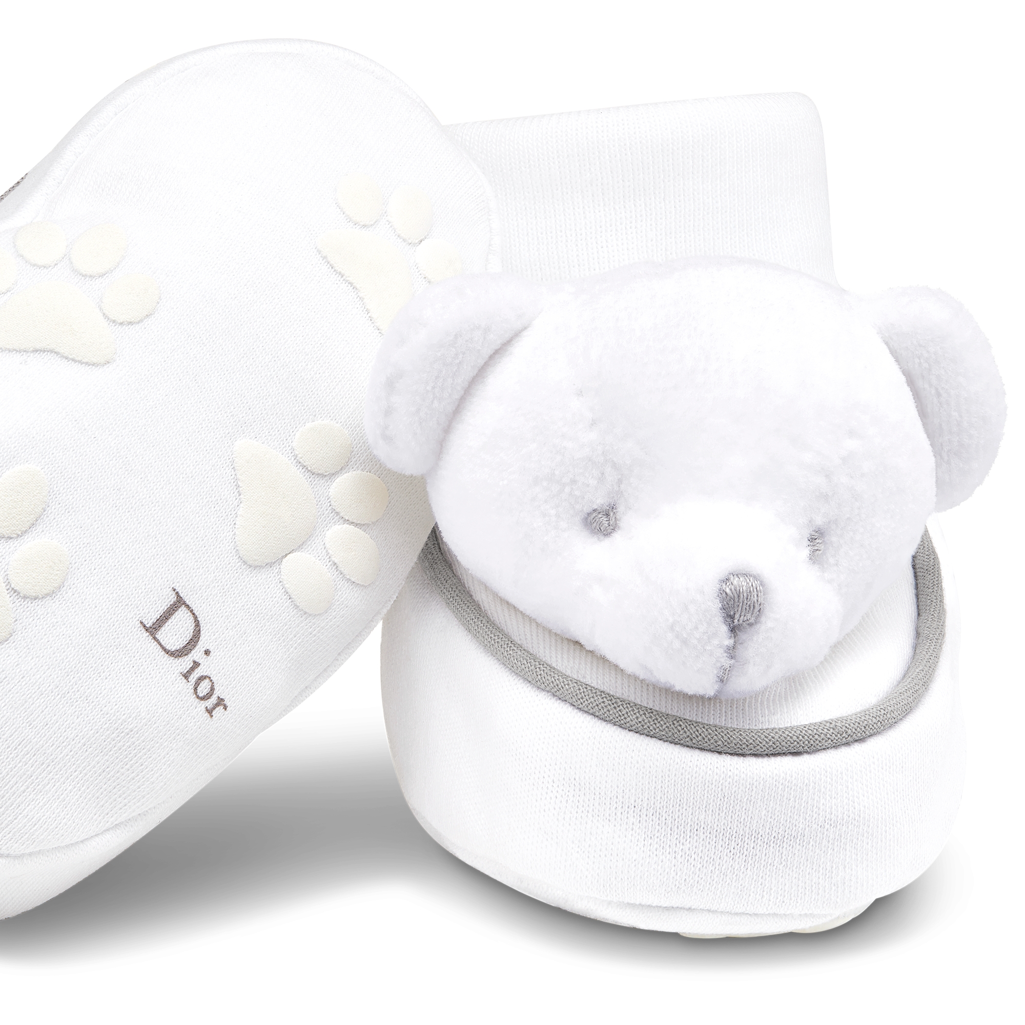 泰迪熊新生儿礼品套装 白色仿羊羔绒、棉质双面布和天鹅绒毛圈针织 E09